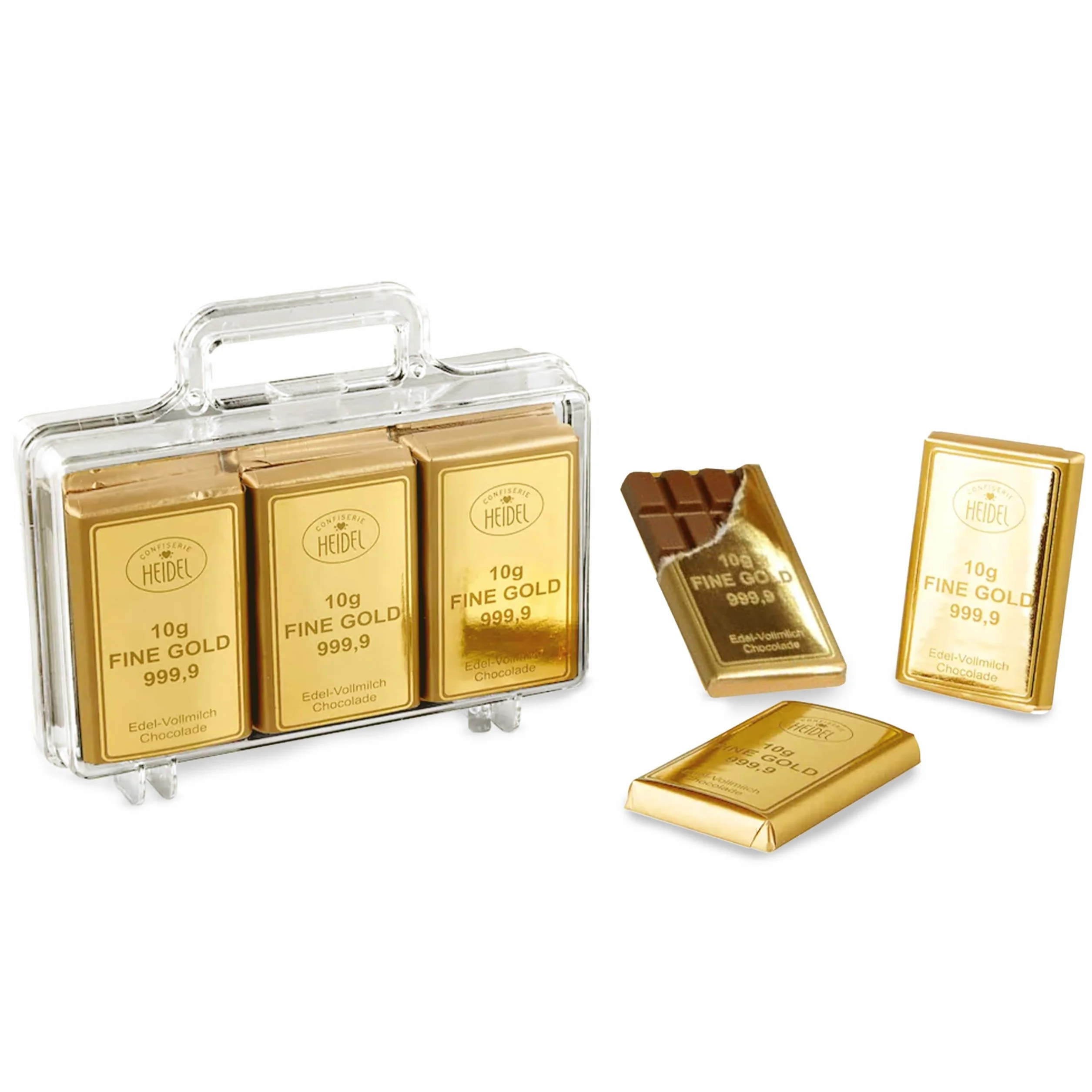 Confiserie Heidel Grande mallette Gold Lait entier noble, 1 paquet (1 x 120 g)