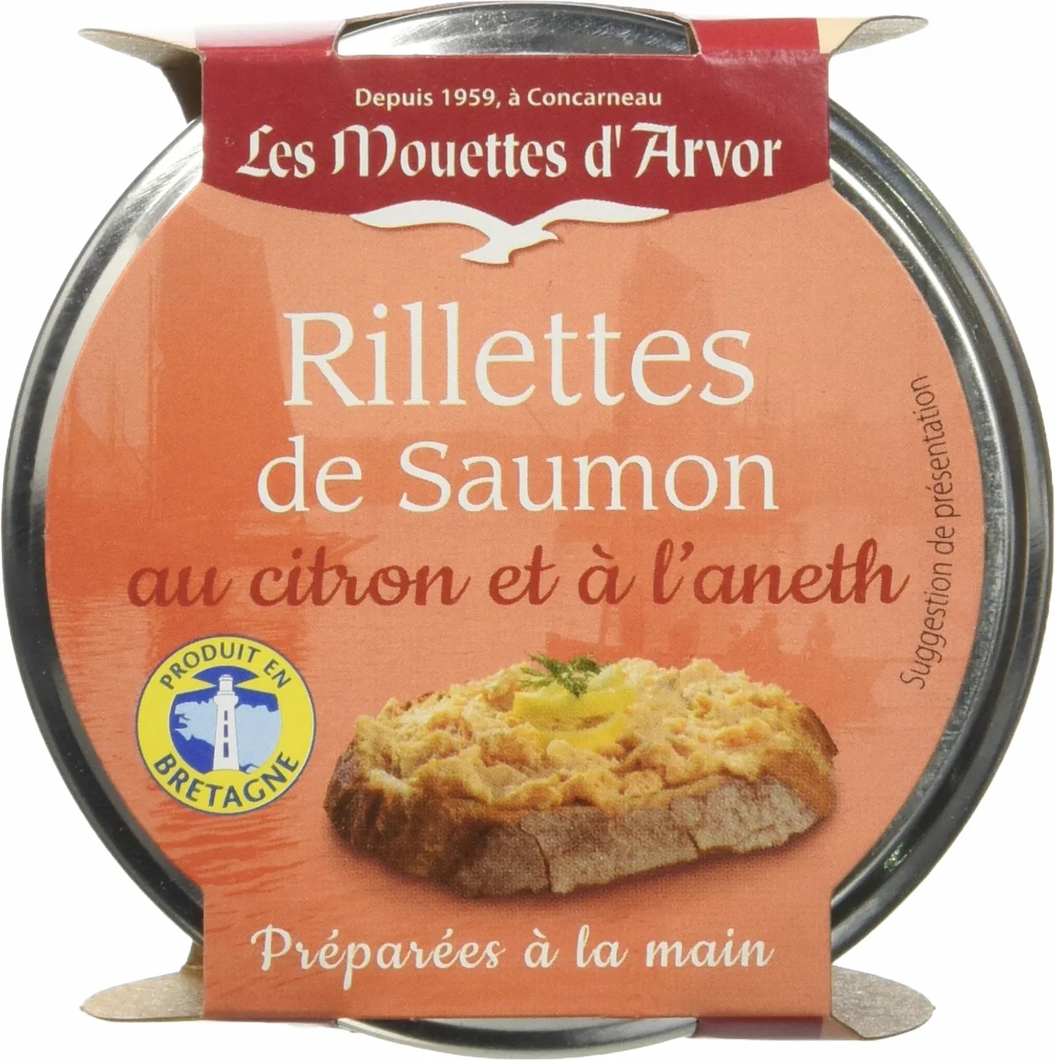 Les Mouettes d'Arvor Rillettes Saumon au Citron et à l'Aneth 125 g - Lot de 4