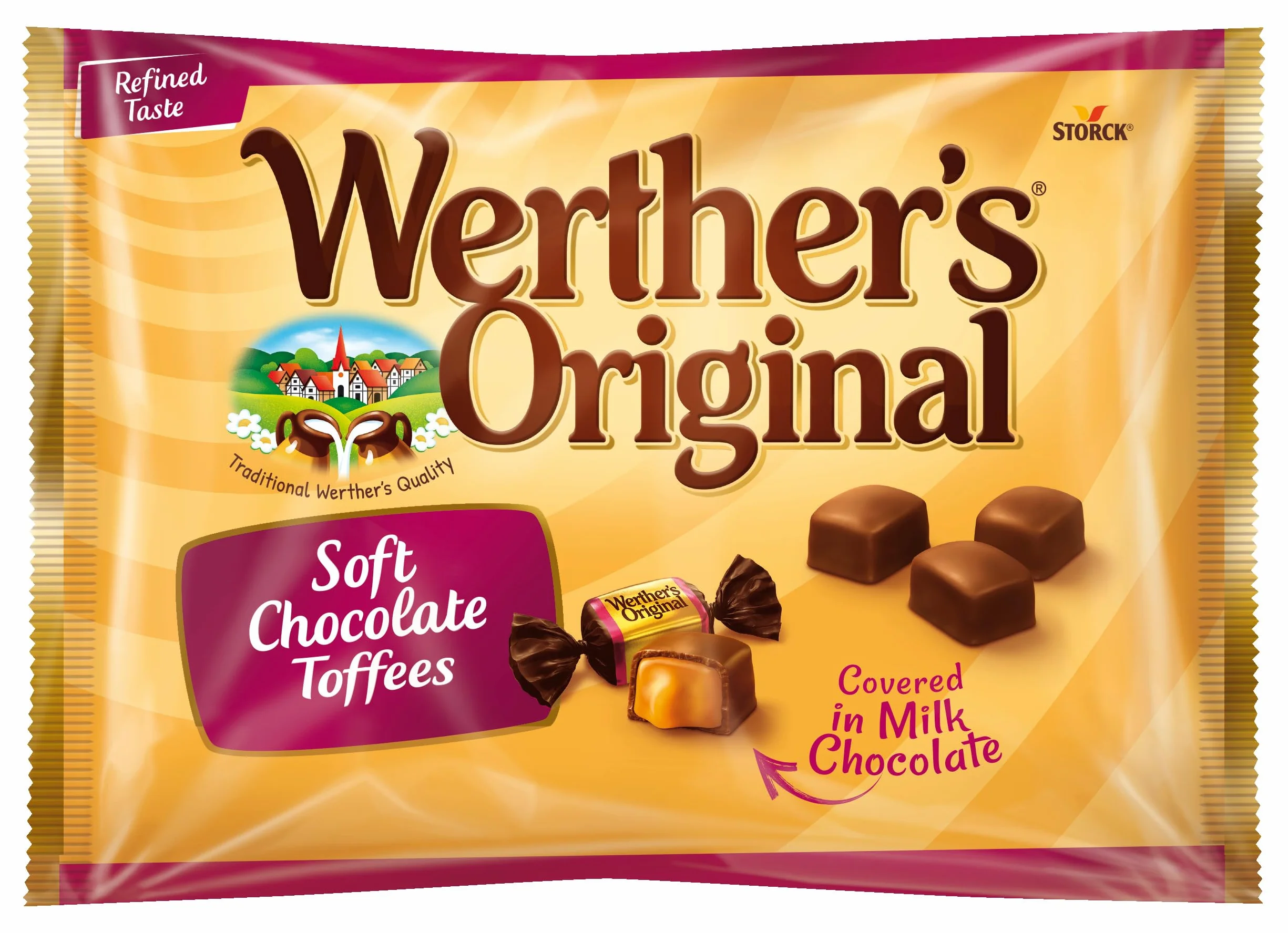 Caramelos werther´s original de toffe recubiertos de chocolate blandos bolsa 1 kg