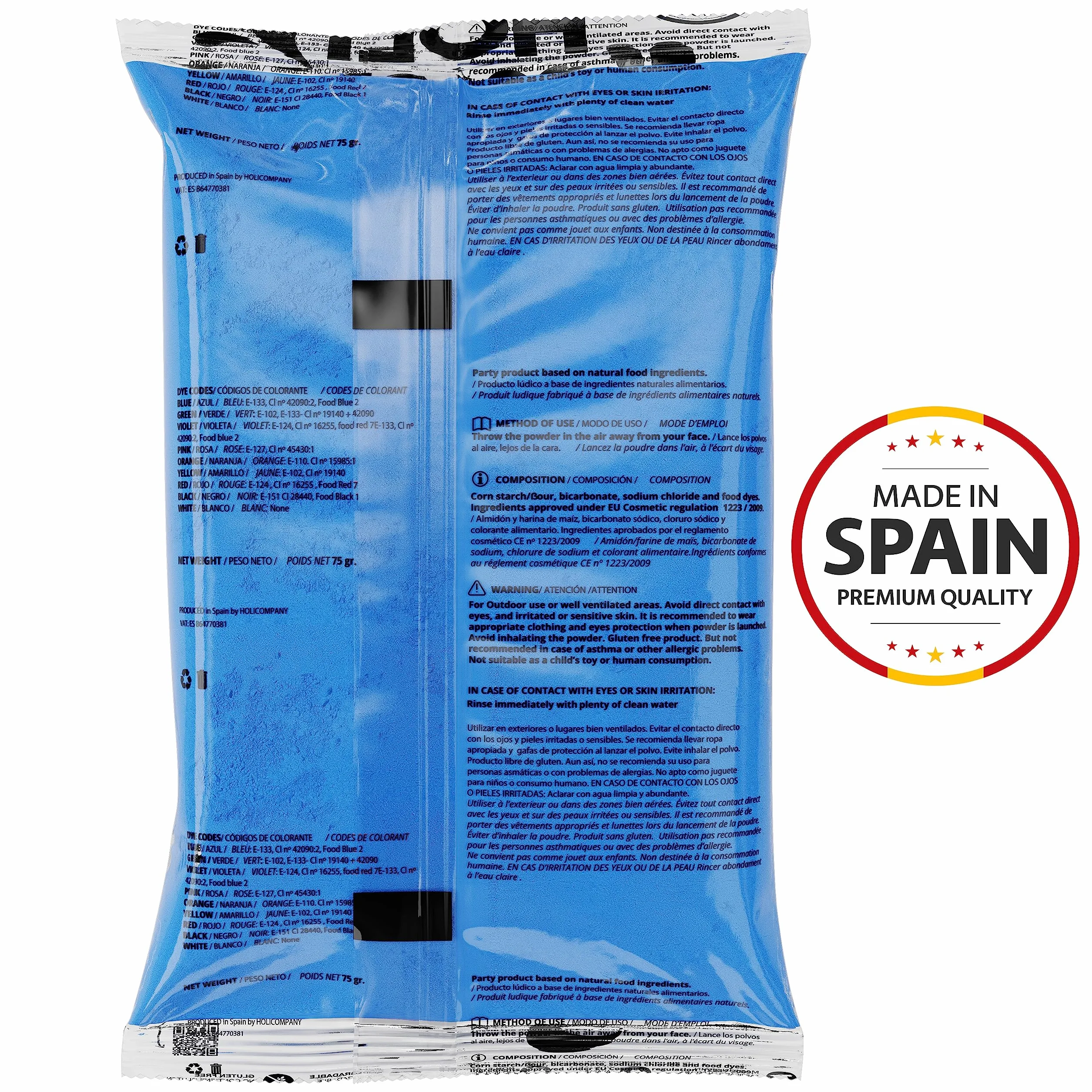Poudre Holi - Sac 1 kg - 9 Couleurs Différentes - Peignez en Couleur vos Fêtes Holi et Holi Run