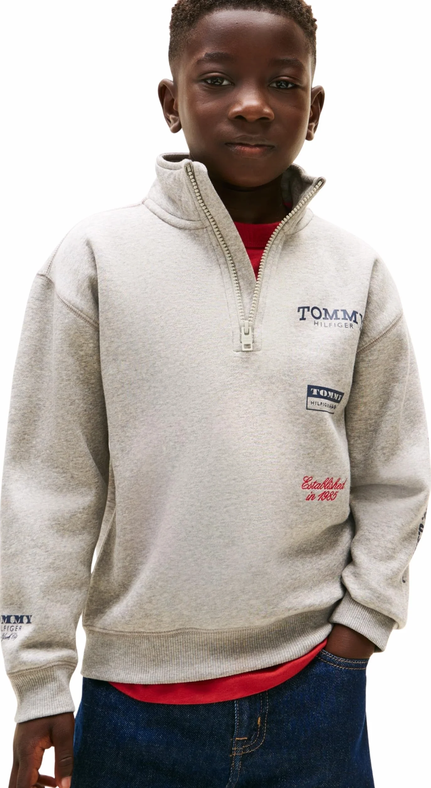 Tommy Hilfiger Multi Print Half Zip Sweatshirt Garçon