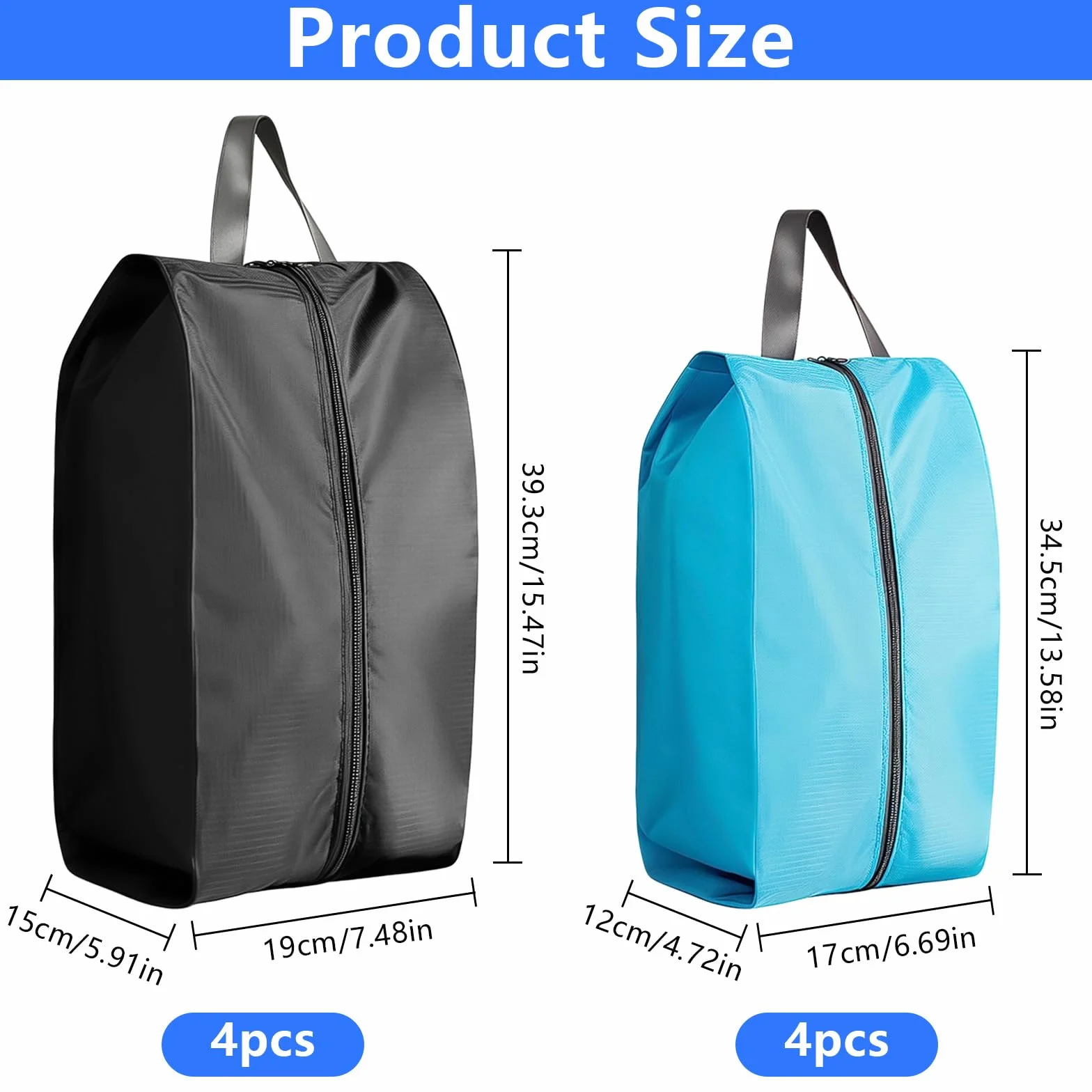 Lot de 8 sacs à chaussures de voyage étanches avec fermeture éclair