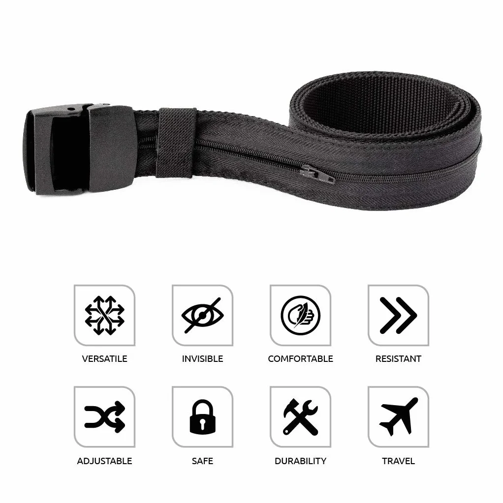 TACTIK Ceinture Porte-Monnaie de Voyage Antivol avec Poche Secrète Noir