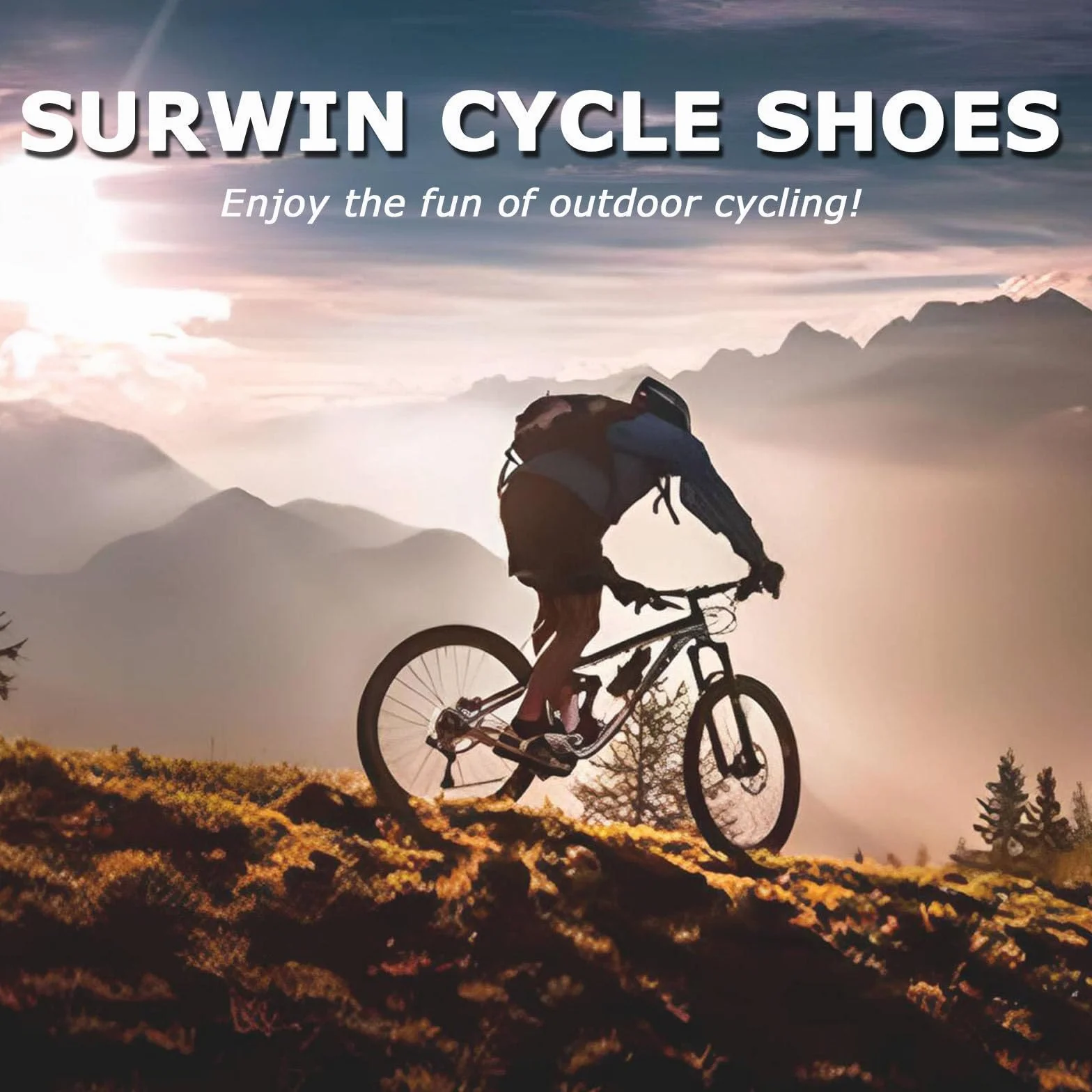 Surwin Chaussures Cyclisme VTT, Chaussure Velo SPD Respirant Antidérapant Homme Femme EU 36-47