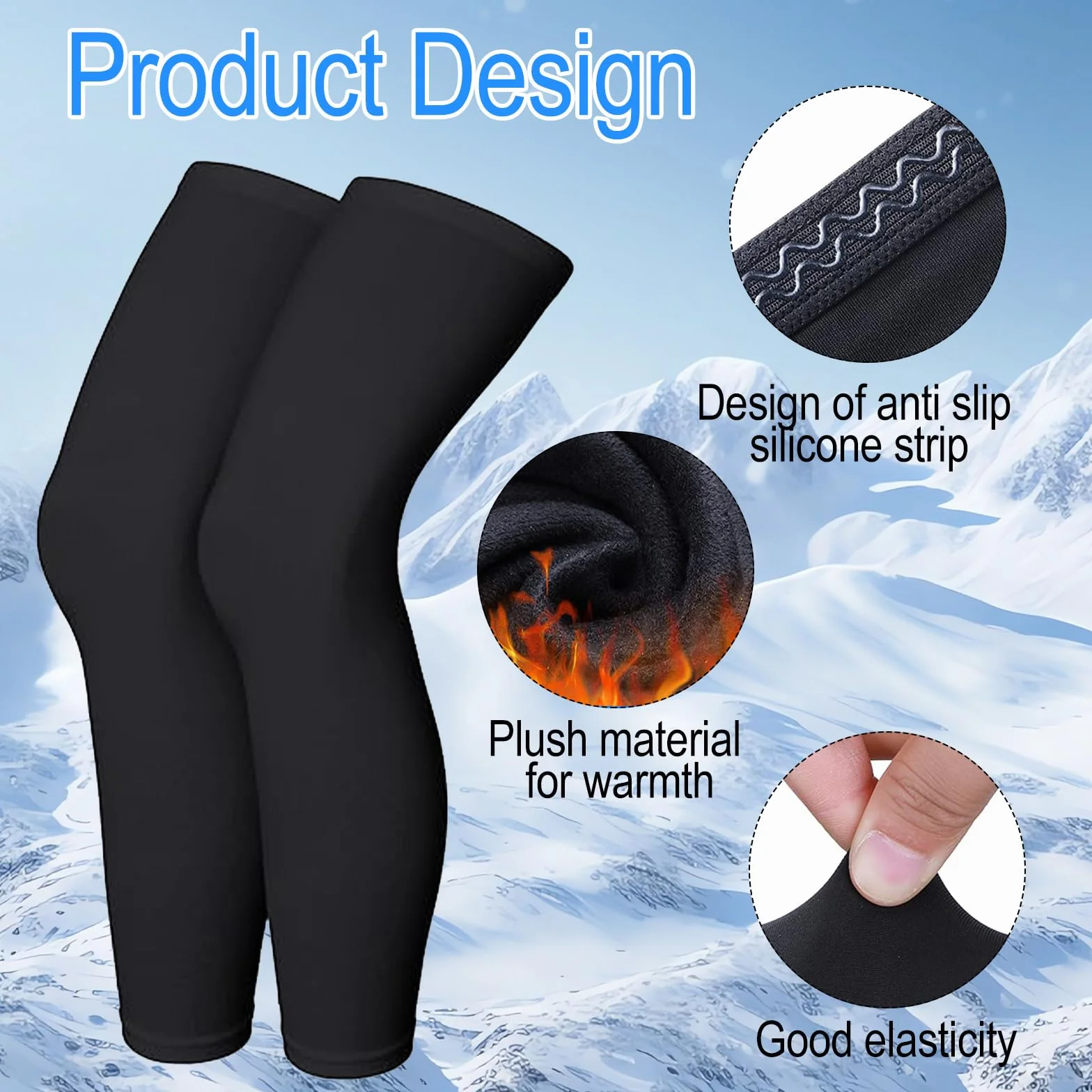 Manches de Compression de Jambes, Manchon de Jambe Chauds pour Sport Course, Jogging, Vélo