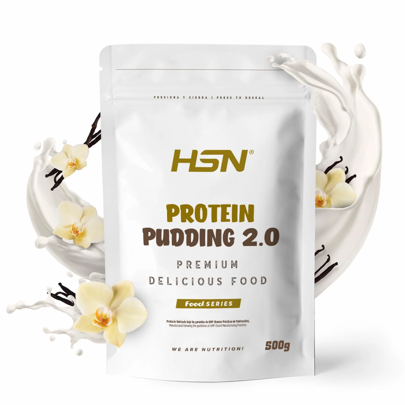 HSN Pudding protéiné 2.0 | Vanille 500 g = 13 prises par paquet | Pudding riche en protéines sans gluten et végétalien | Idéal dessert ou collation faible en calories sans sucre ajouté