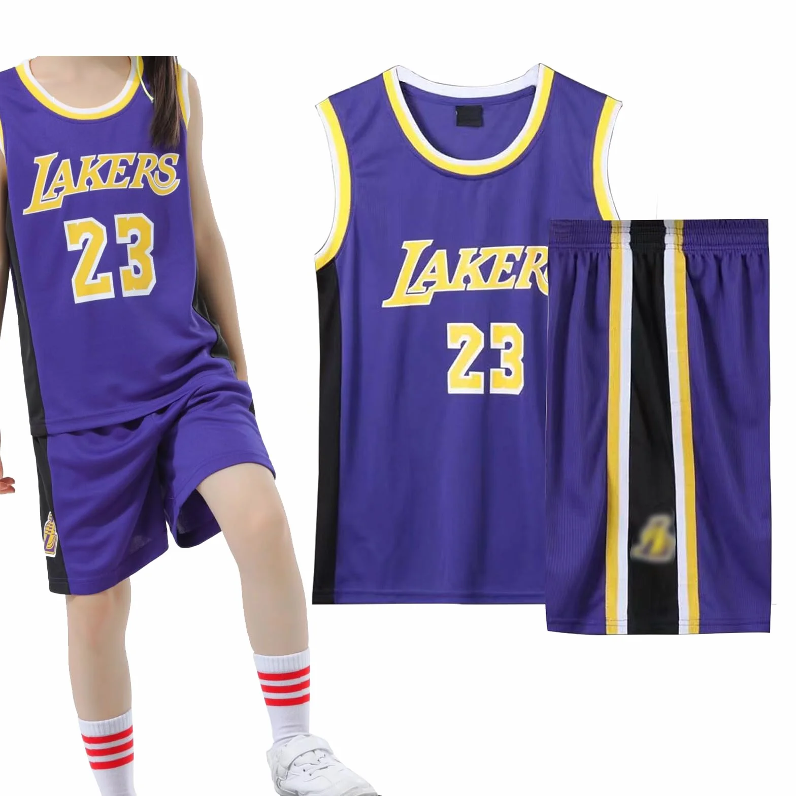 Qkdyky Maillot Basket Enfant 2 Pièces, Tenue Basketball Garçon Respirant Séchage Rapide