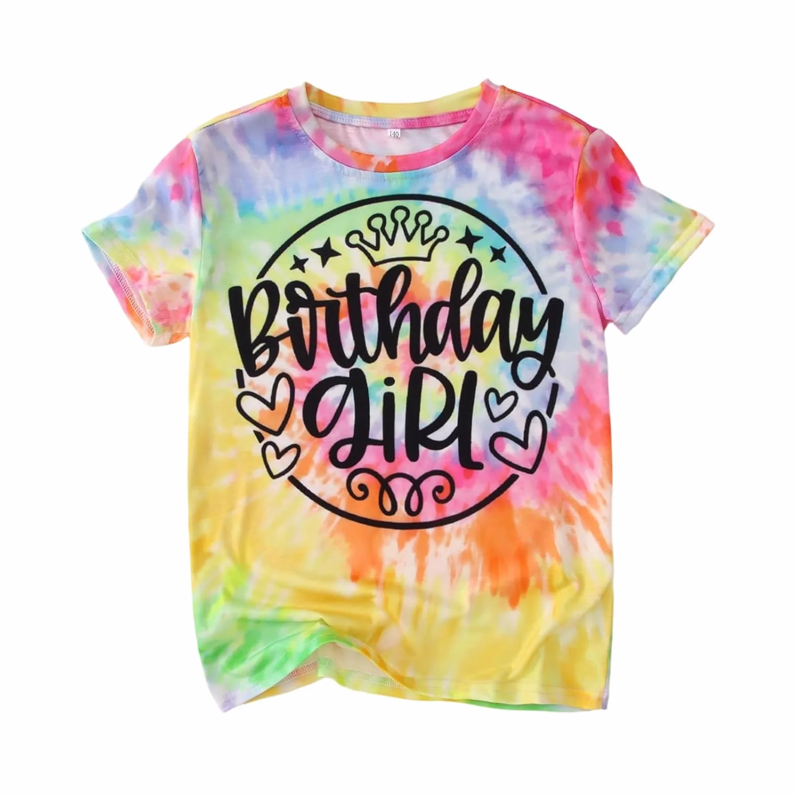 T-Shirt Fille 14 Ans Paillettes Tie-Dye Haut Fête Anniversaire Occasion Spéciale