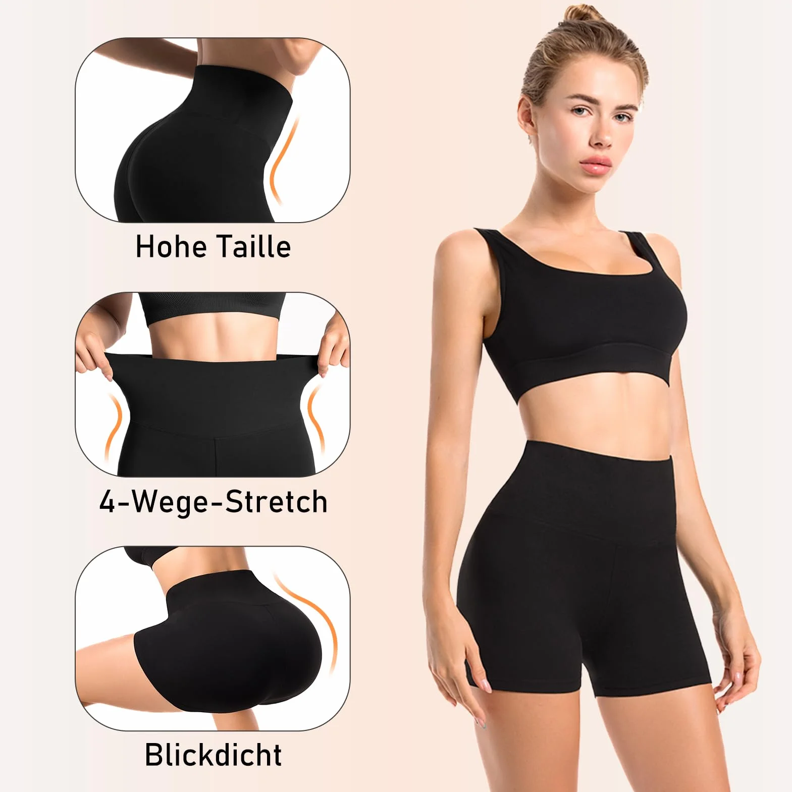 Leafigure Lot de 2 shorts de cyclisme femme taille haute opaques été gym fitness yoga