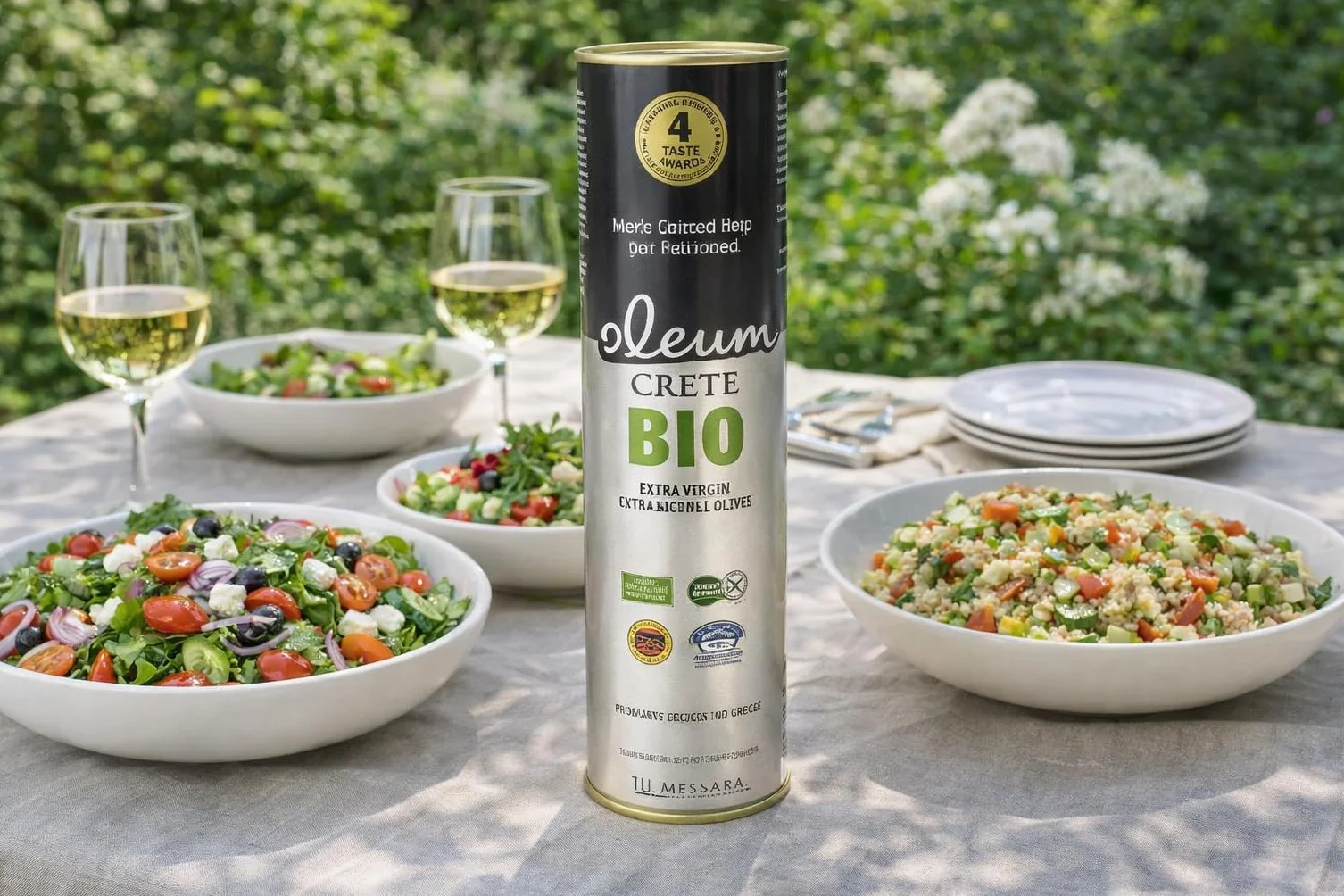Oleum Crete BIO "Oleum Crete Messara P.D.O". Plateau du sud de la Crète. Huile d'olive vierge extra (1 Litre). Le fabricant a remporté plus de 80 prix internationaux du goût. DE-ÖKO 006