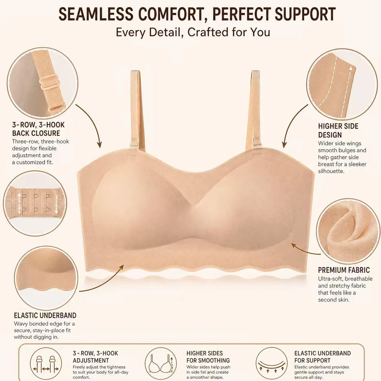 Lot de 2 soutiens-gorge sans bretelles sans couture pour adolescentes - Bralettes invisibles avec bretelles remplaçables