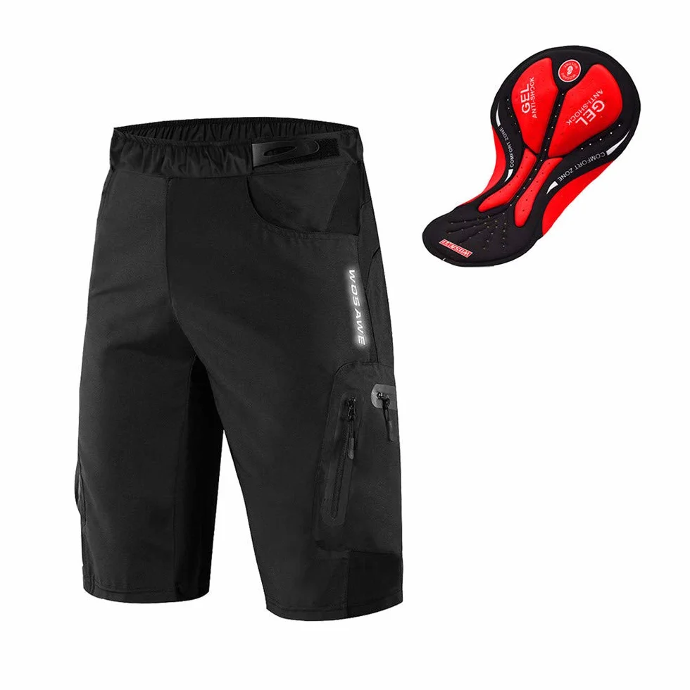 WOSAWE Shorts de Vélo Hommes Respirants 3D Gel Rembourrés VTT Séchage Rapide