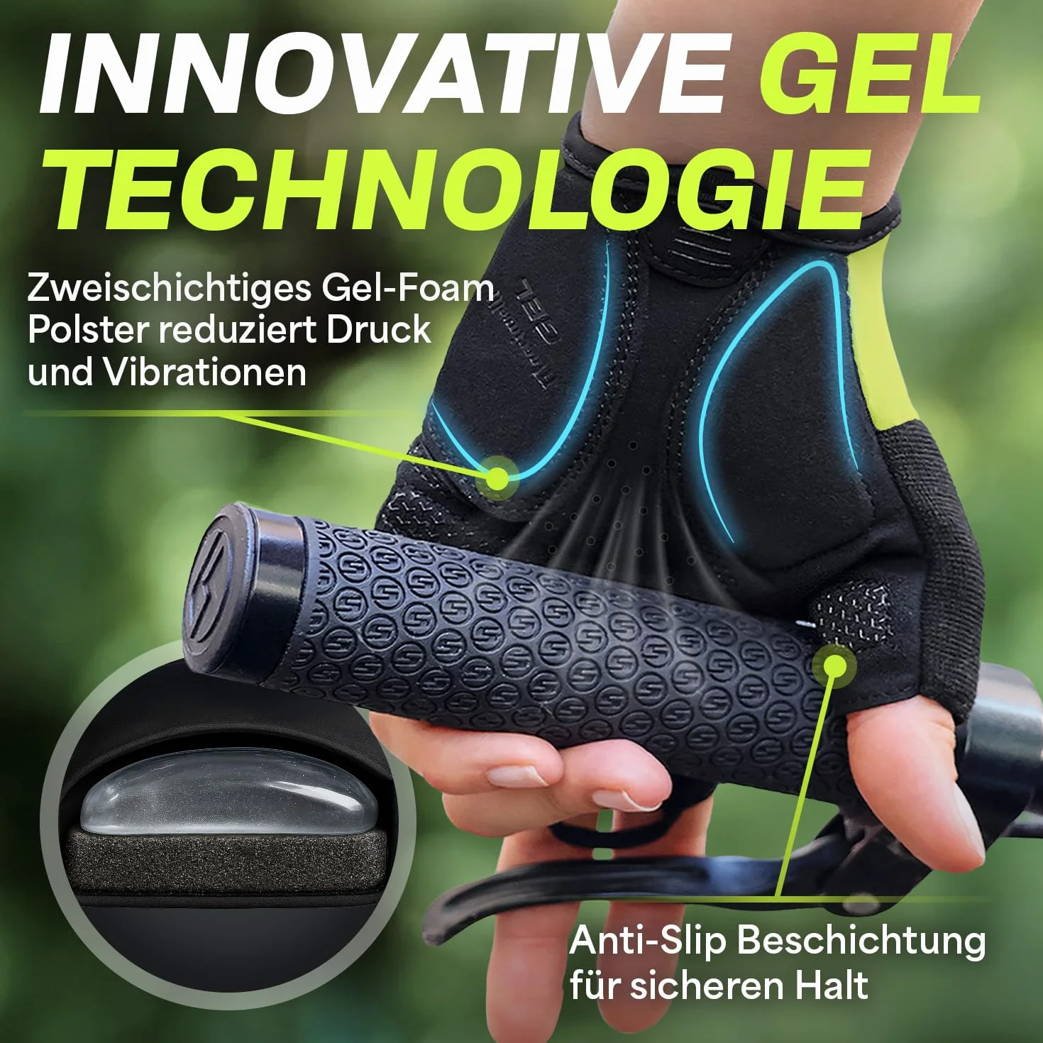 MACCIAVELLI Gants de cyclisme pour homme rembourrés respirants sans doigts avec inserts en gel VTT vélo route