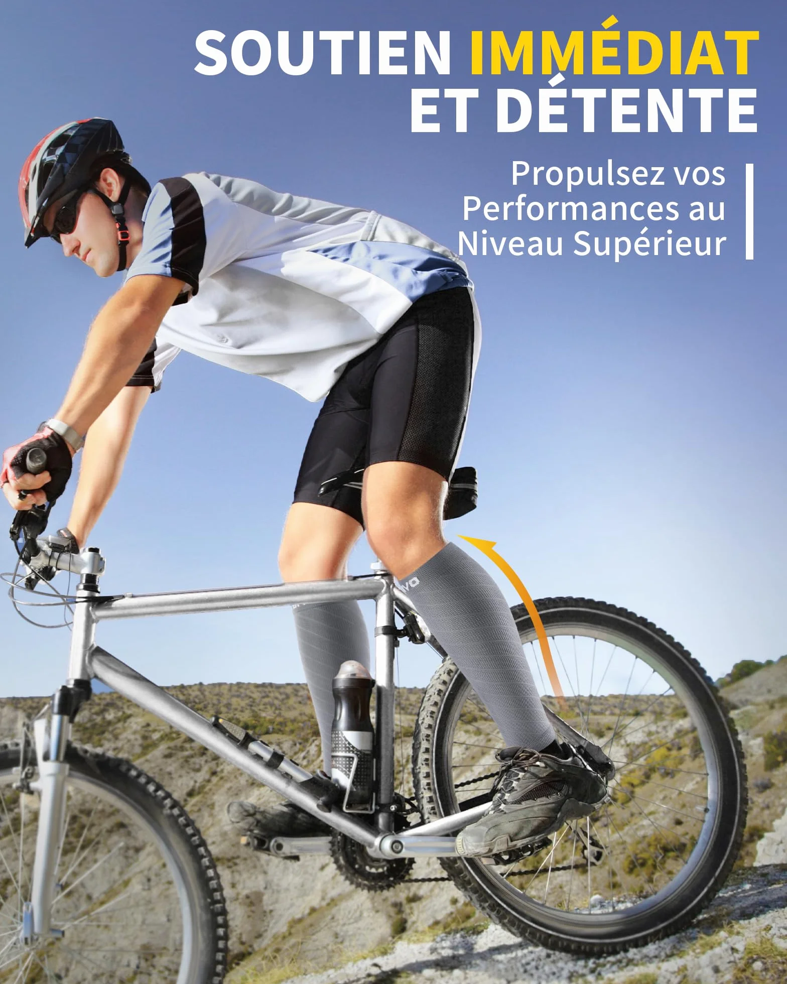 CAMBIVO Manchon Compression Mollet 2 Paires, Bas de Contention sans Pied pour Circulation Sanguine