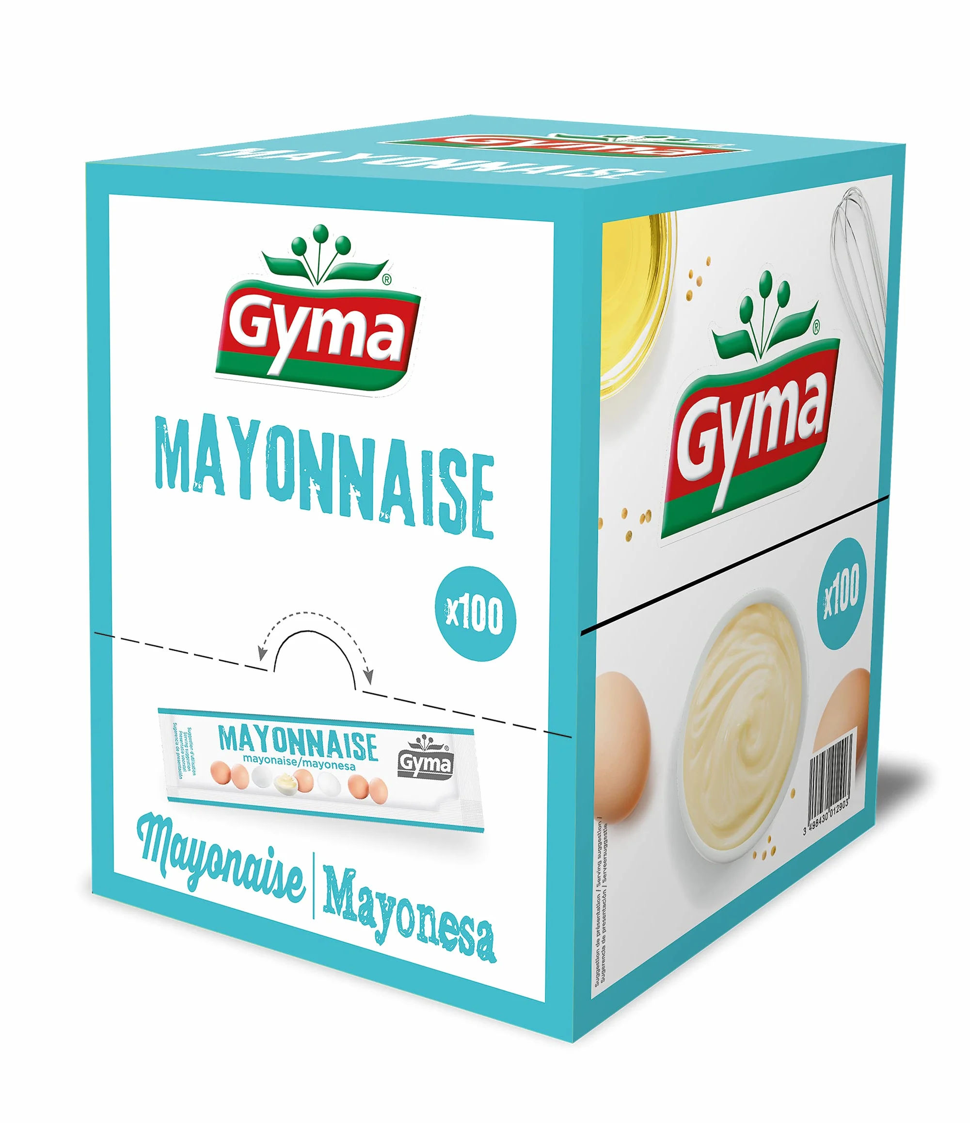 Gyma Boite Distributrice Mayonnaise, Blanc/Bleu, 100 Unités
