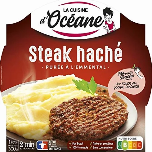 LA CUISINE D OCEANE - Steak Haché Charolais Purée À L'Emmental 300G - Lot De 3