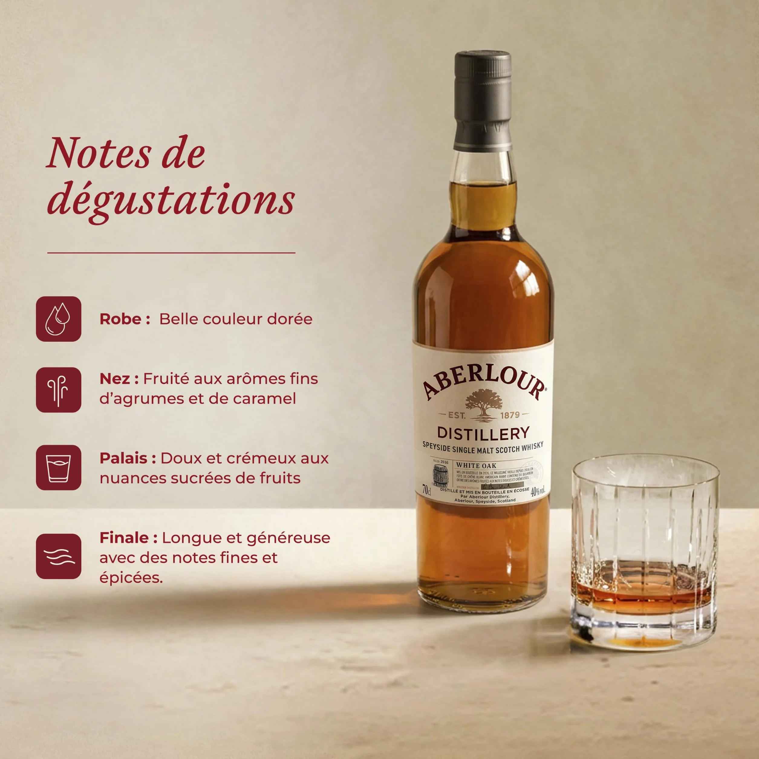 ABERLOUR White Oak Whisky Ecossais Single Malt - 40%, 70cl