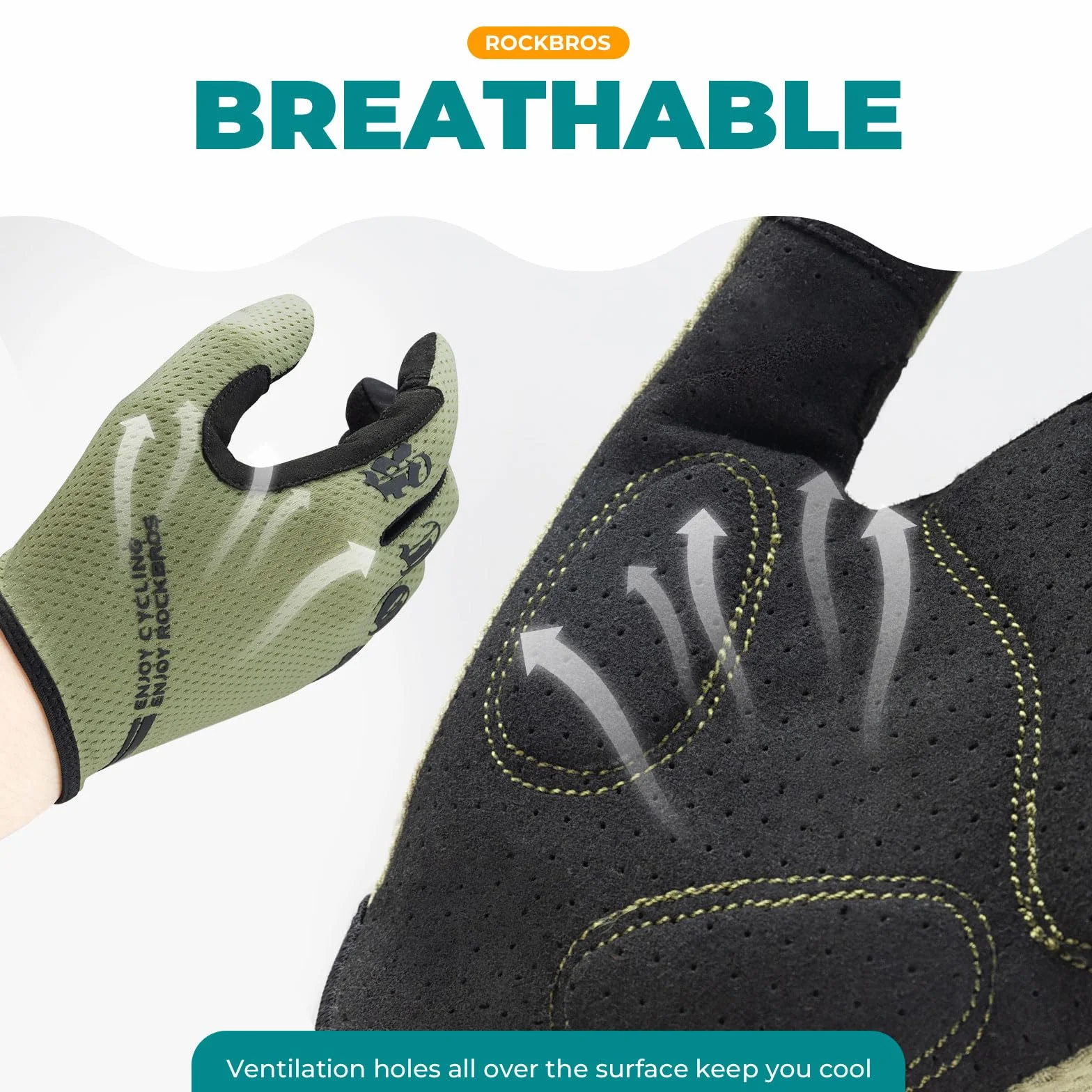 ROCKBROS Gants de Vélo Printemps Été Cyclisme Doigts Complets Écran Tactile Élastiques Hommes Femmes S-XXL