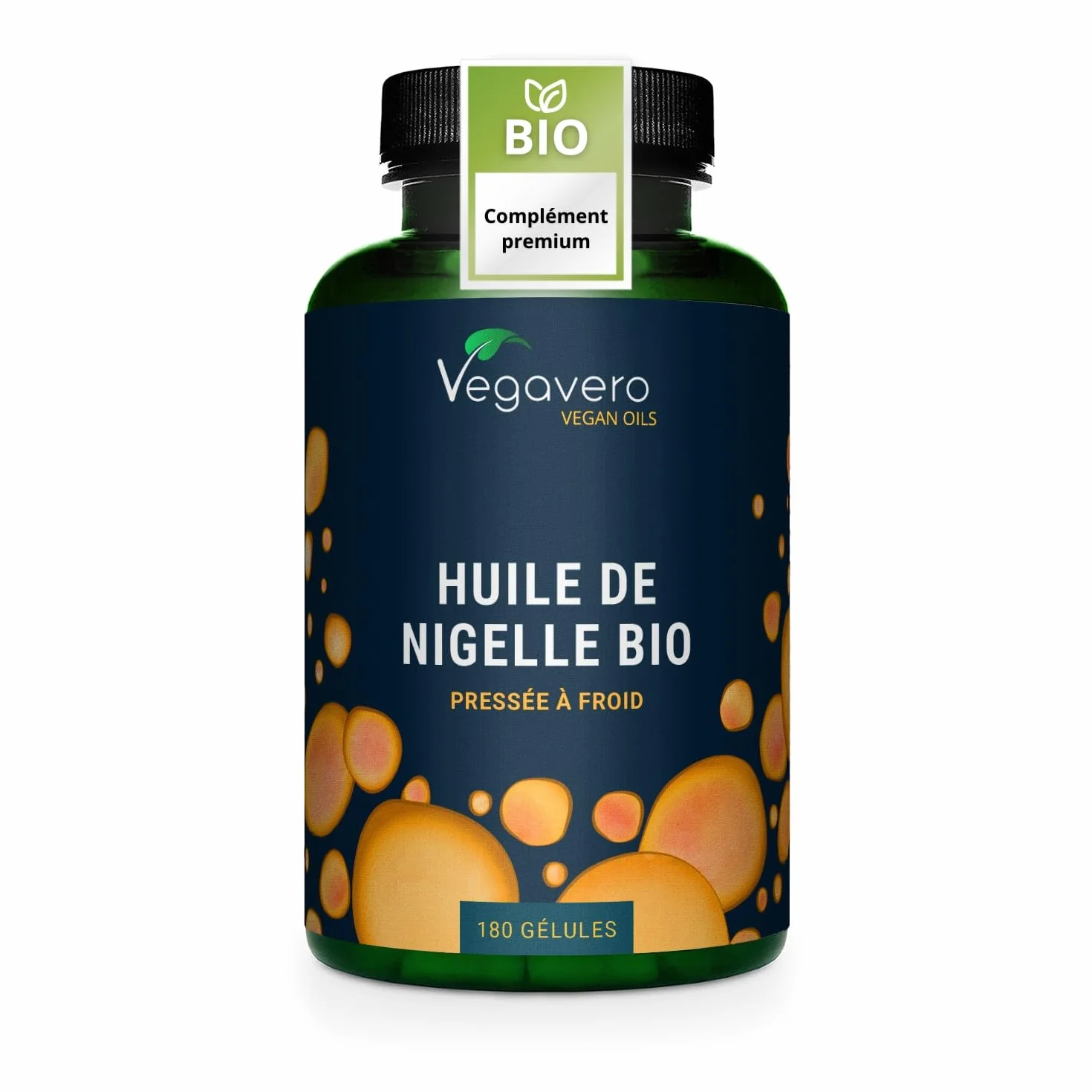Nigelle BIO & VEGAN | 1000mg d’Huile de Cumin Noir | Immunité + Peau | Avec Thymoquinone & Acide Linoléique (Oméga 6) | Pressé à Froid | 180 Gélules | Vegavero®