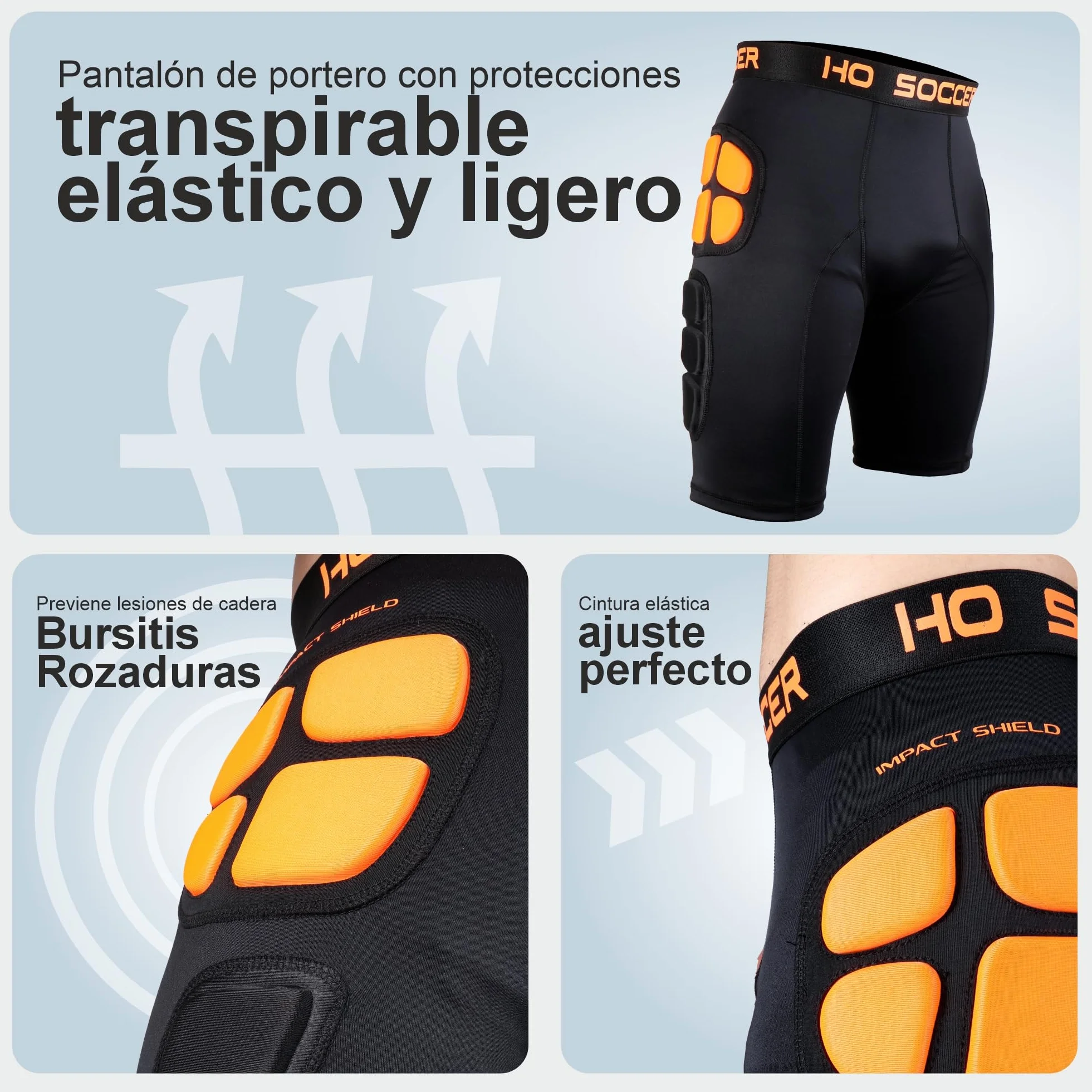 HO Soccer Short Impact Shield Jr - Short de Gardien de But - Mixte Enfant