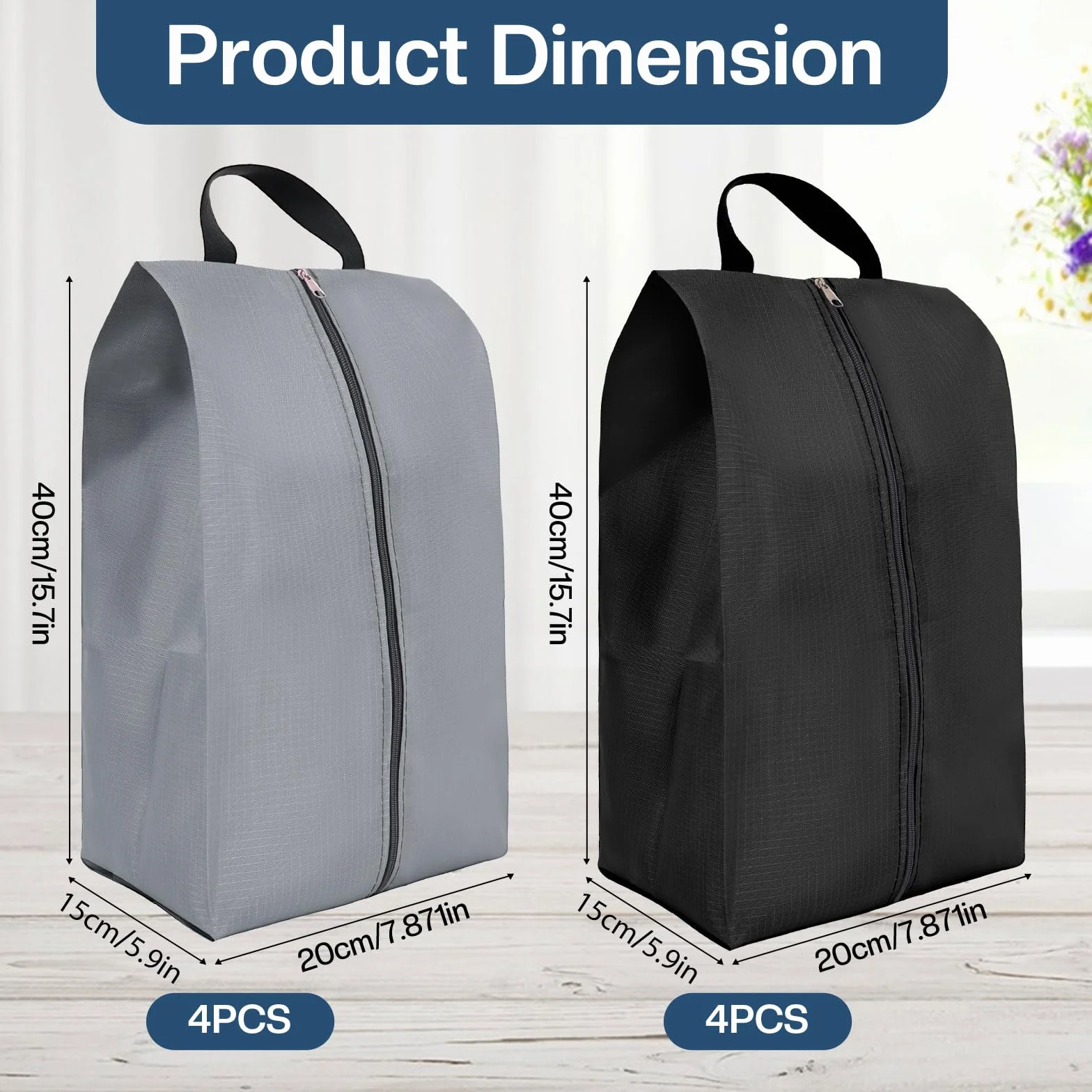 Sacs à Chaussures Voyage imperméables avec Fermeture éclair, Housses Chaussures Rangement Noir Gris