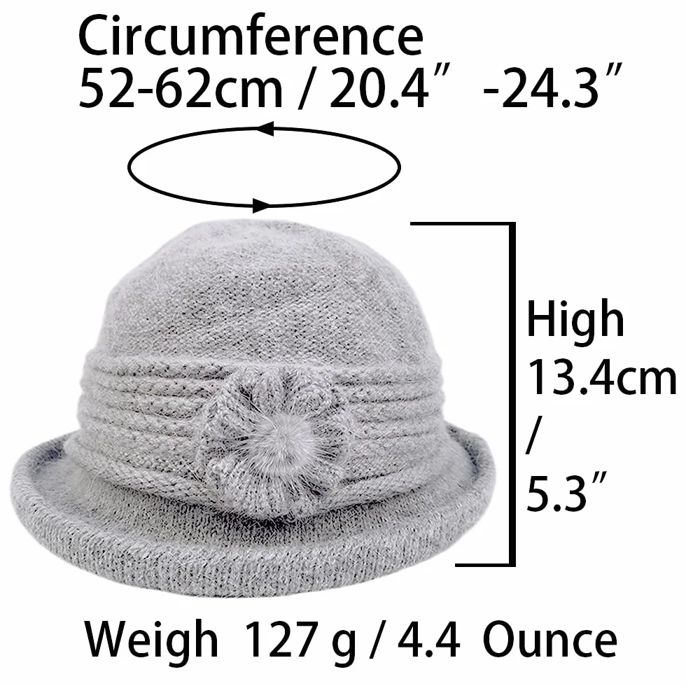 Chapeau Années 20 Femme Automne Hiver Cloche en Laine Feutrine Tricotée Vintage 1930