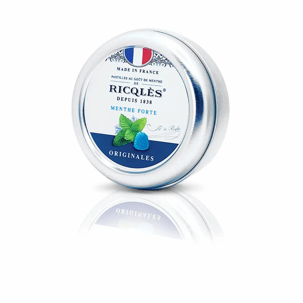Pastilles Menthe Avec Sucres RICQLES Haleine Fraîche Mal des transports Boîte Métal 45g