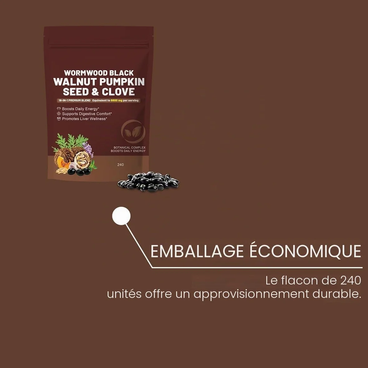 Absinthe Noyer Noir Clou de Girofle—Soutien à la vitalité│Convient aux hommes et aux femmes│240 unités,1pcs