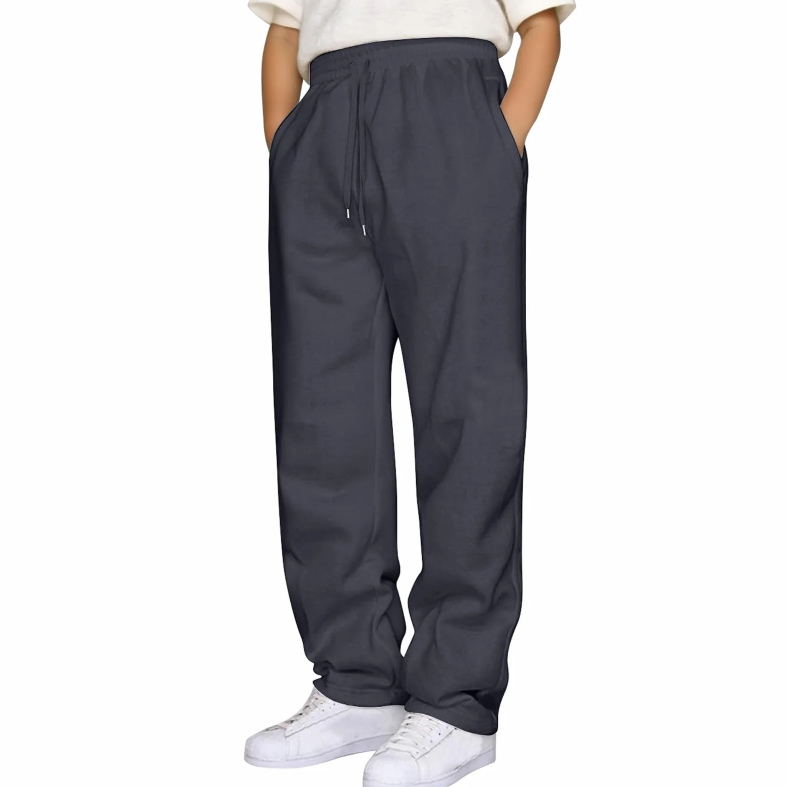 Pantalon de jogging garçon coton taille élastique loisirs poches robuste long B20