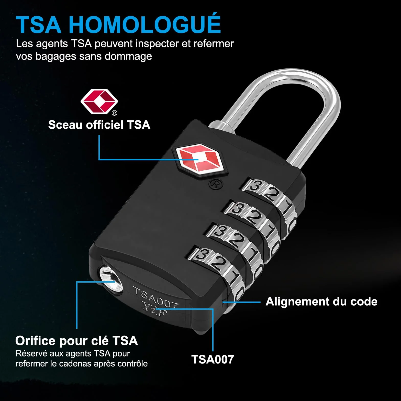 TSA Luggage Locks, Cadenas de Sécurité à 4 Chiffres, Cadenas à Bagages à Combinaison