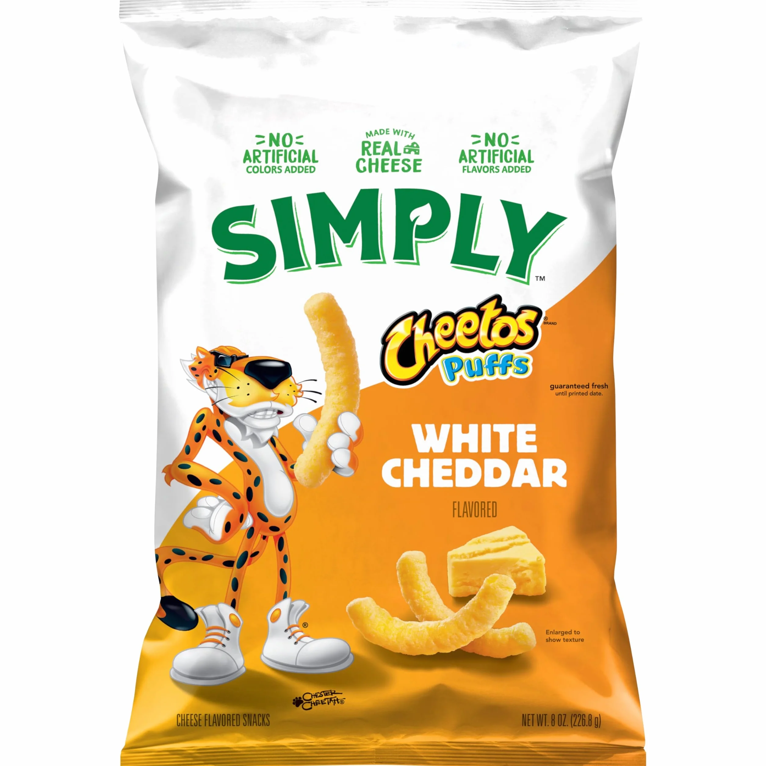 Cheetos Cheese Snacks, Simply White Cheddar Puffs, 8 oz