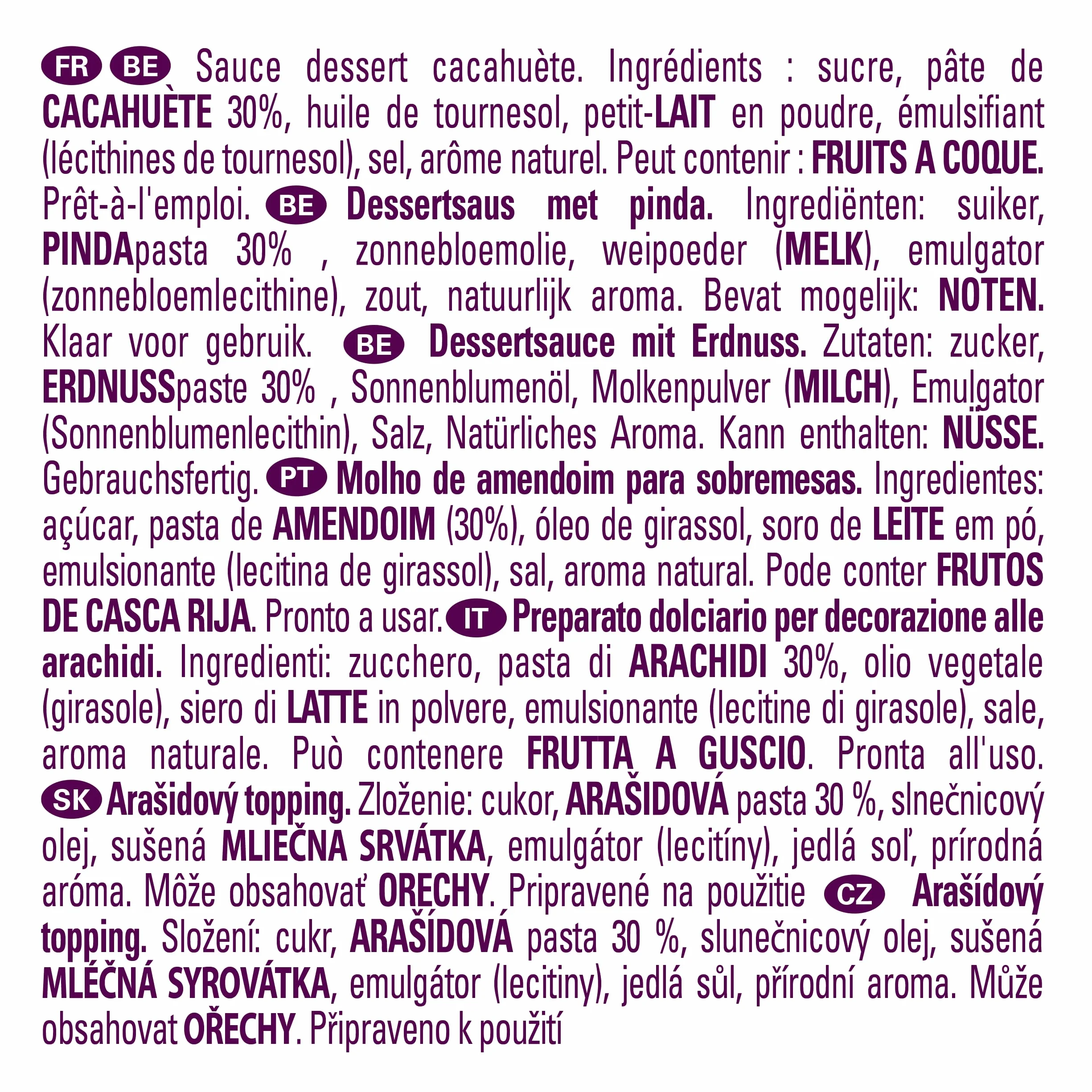 NESTLÉ DOCELLO Sauce Sensation Peanut - Sauce Dessert Cacahuète - Forte Teneur en Cacahuète (30%) - Aide à la Pâtisserie, Topping, Nappage Gâteau, Coulis - Bouteille Squeeze - 750g
