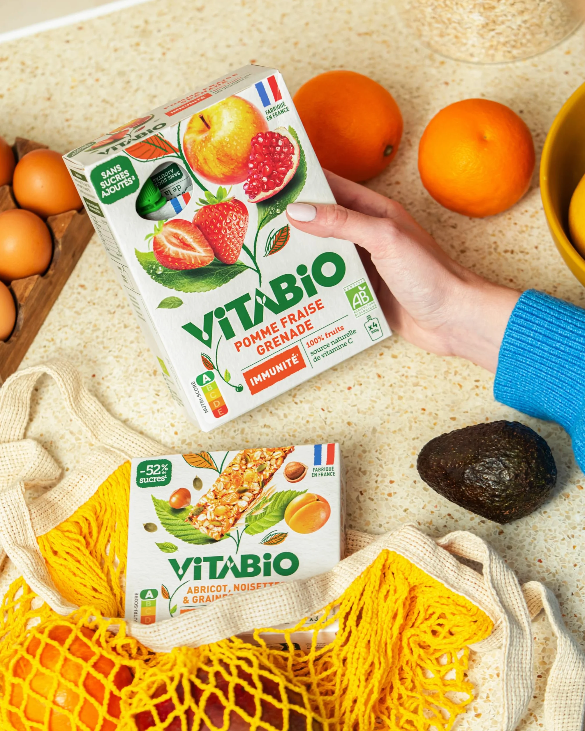 VITABIO - Gourdes Pomme Fraise Grenade - IMMUNITE - 4x100g - BIO