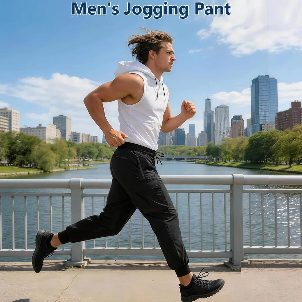 Pantalon de Survêtement Homme Jogging Coupe Ajustée Poches Zippées Séchage Rapide Léger Tapered Cuff Extensible