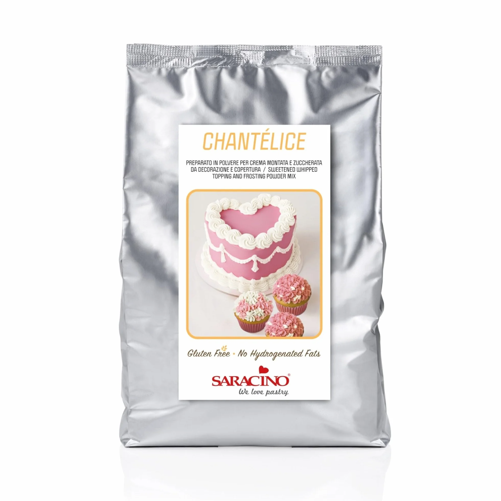 Saracino We Love Pastry - CHANTÉLICE - Préparé en poudre de 500 g pour crème fouettée douce et stable - Idéal pour la couverture, la garniture et les décorations sucrées