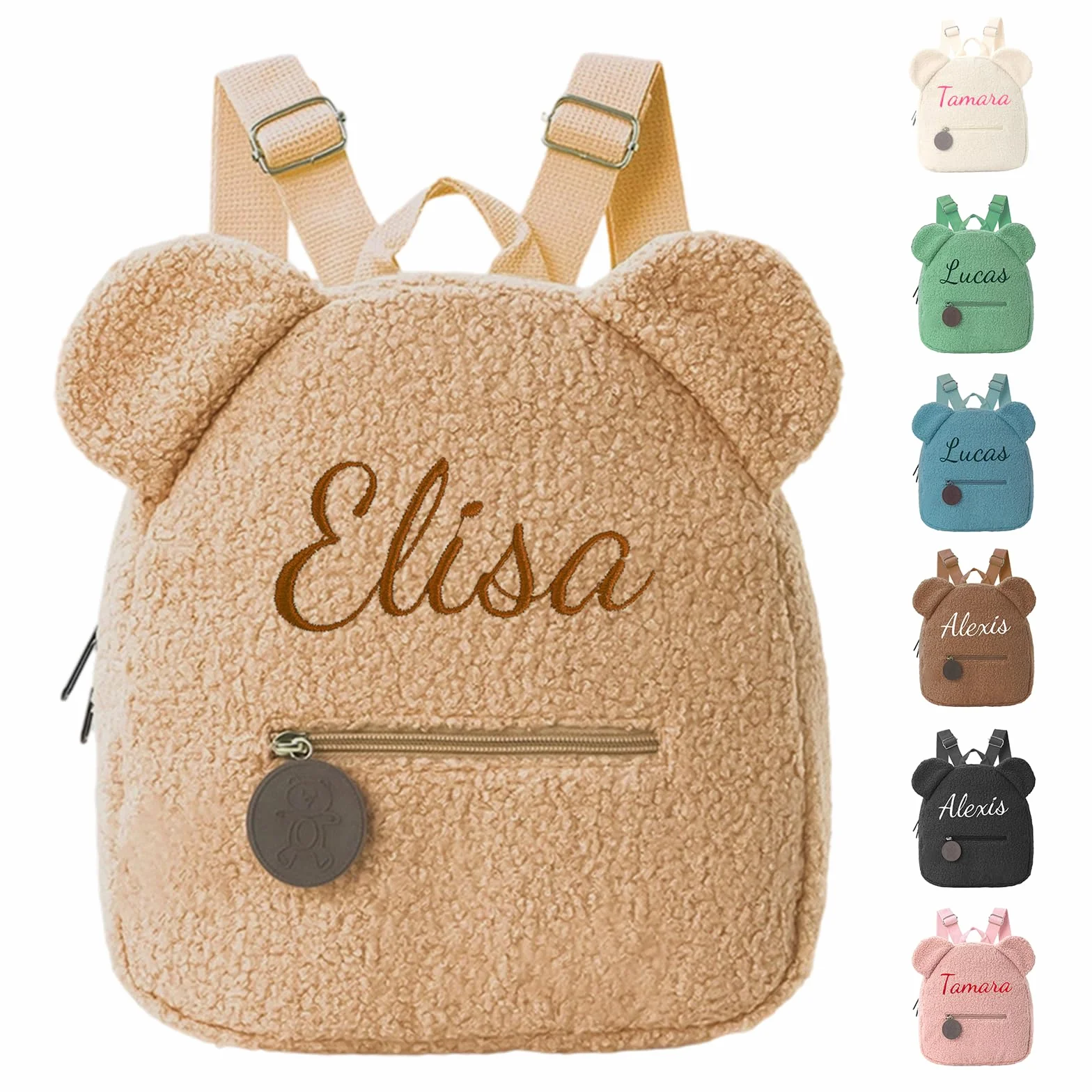 Sac à Dos Enfant Personnalisable Broderie 31cm Kaki Petit Cartable Maternelle Fille Garçon