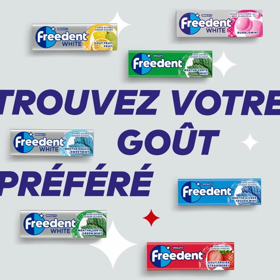 FREEDENT WHITE Chewing-gum Menthe Douce sans sucres 60 dragées 84g