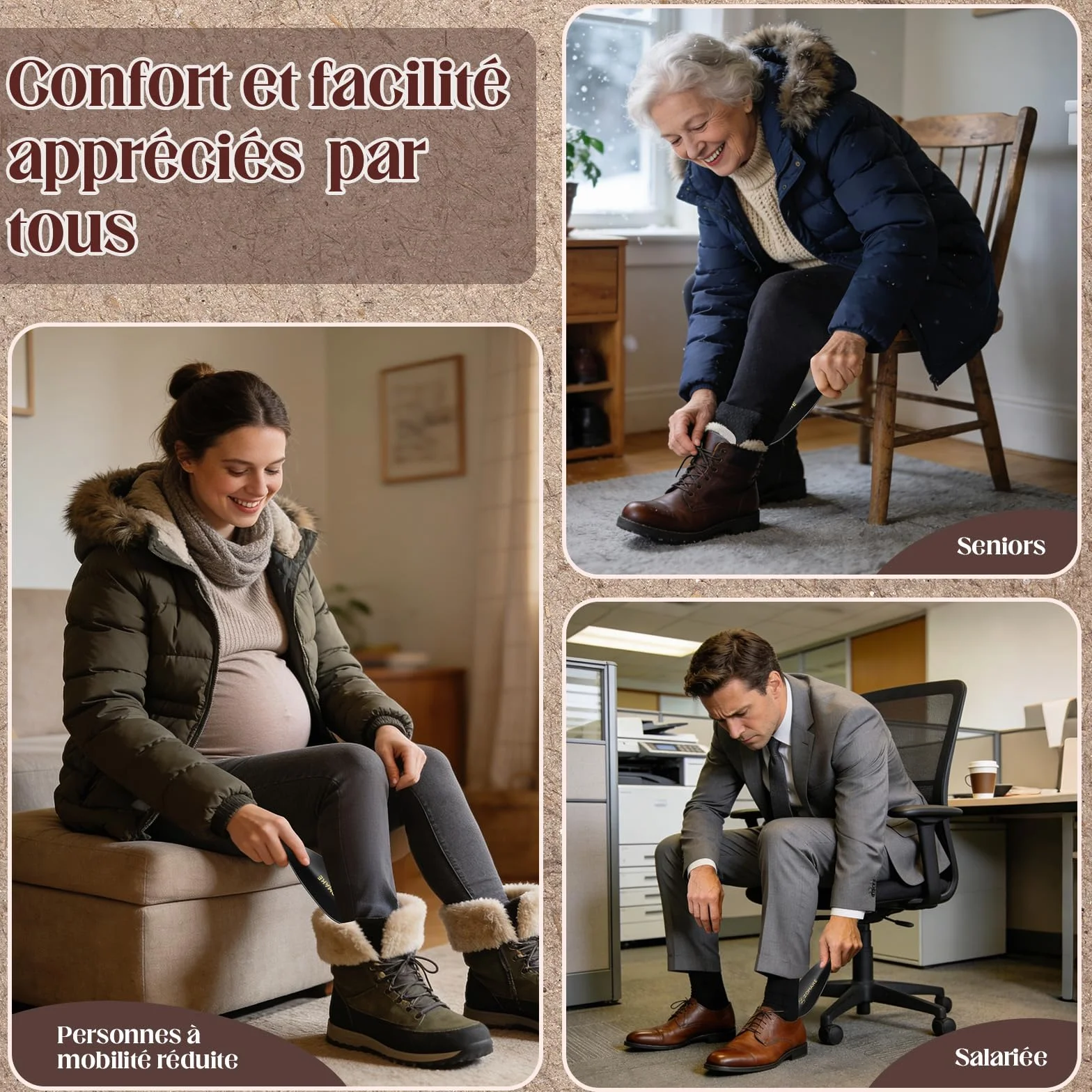 ZOMAKE Chausse Pied en Acier Inoxydable 19cm avec Crochet et Trou