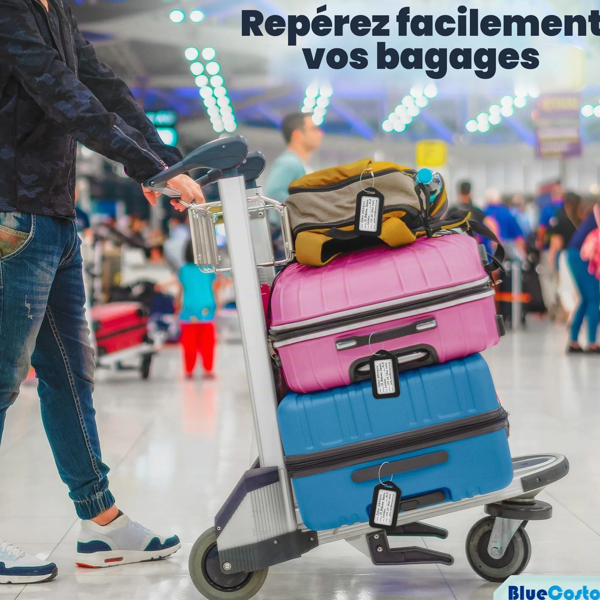 Étiquettes de bagages multicolore 50 paquet avec carte d'identité métal boucles