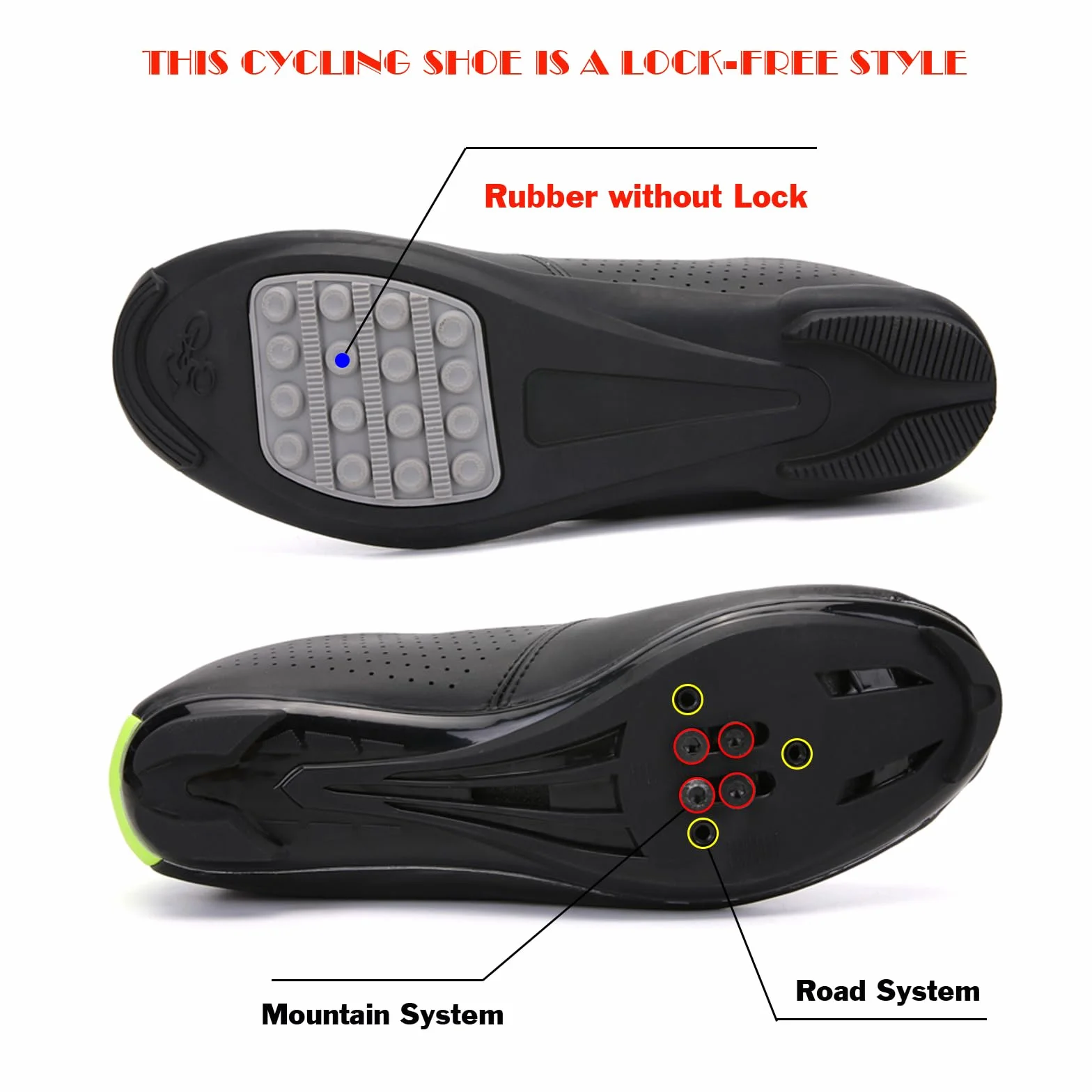 LZQpearl Chaussures De Cyclisme, Chaussures De Vélo Route Montagne Semelle Caoutchouc, Lacet Rotation Rapide