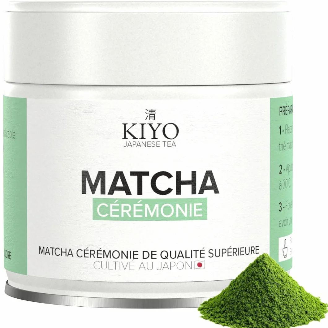 KIYO Matcha Cérémonie | Goût Doux Sans Amertume | 100% Naturel & Pur | Grade Cérémonial de Kagoshima, Japon | Récolté à la Main | 30g