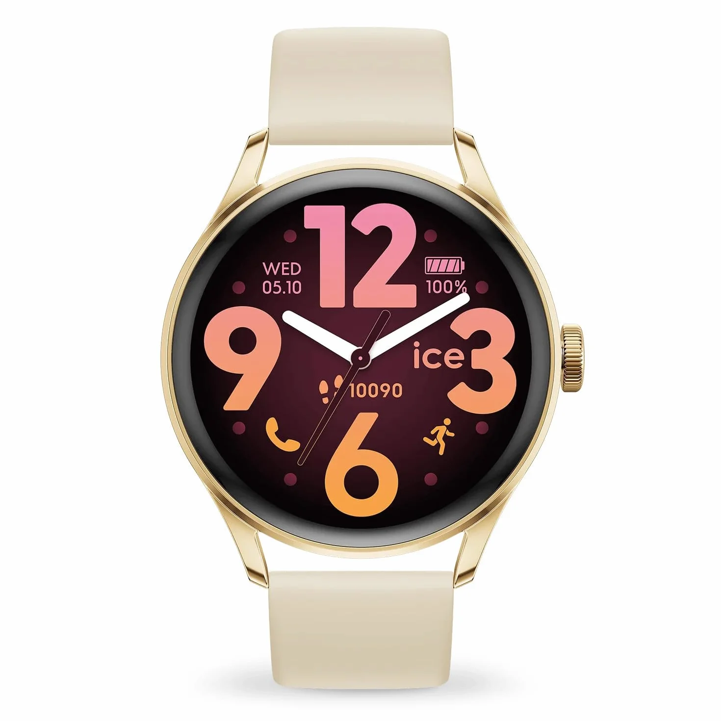 ICE-WATCH Ice Smart 3.0-1.2 Gold Beige AMOLED GPS Montre connectée Ronde Femme Silicone 1.20 Pouces