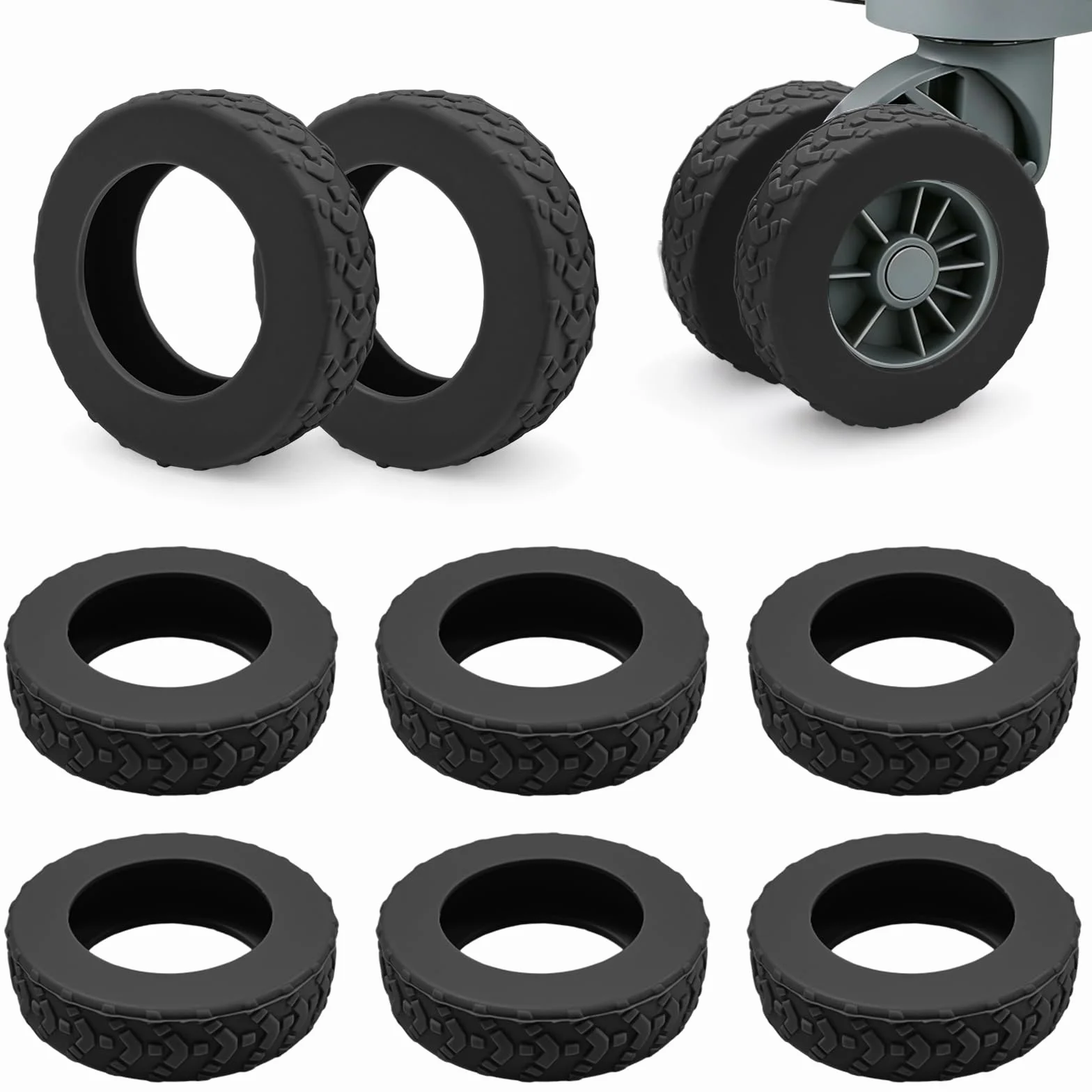 Housses de Roulettes de Valise en Silicone, 8 Pièces, Protège Roues pour Bagages et Chaises de Bureau