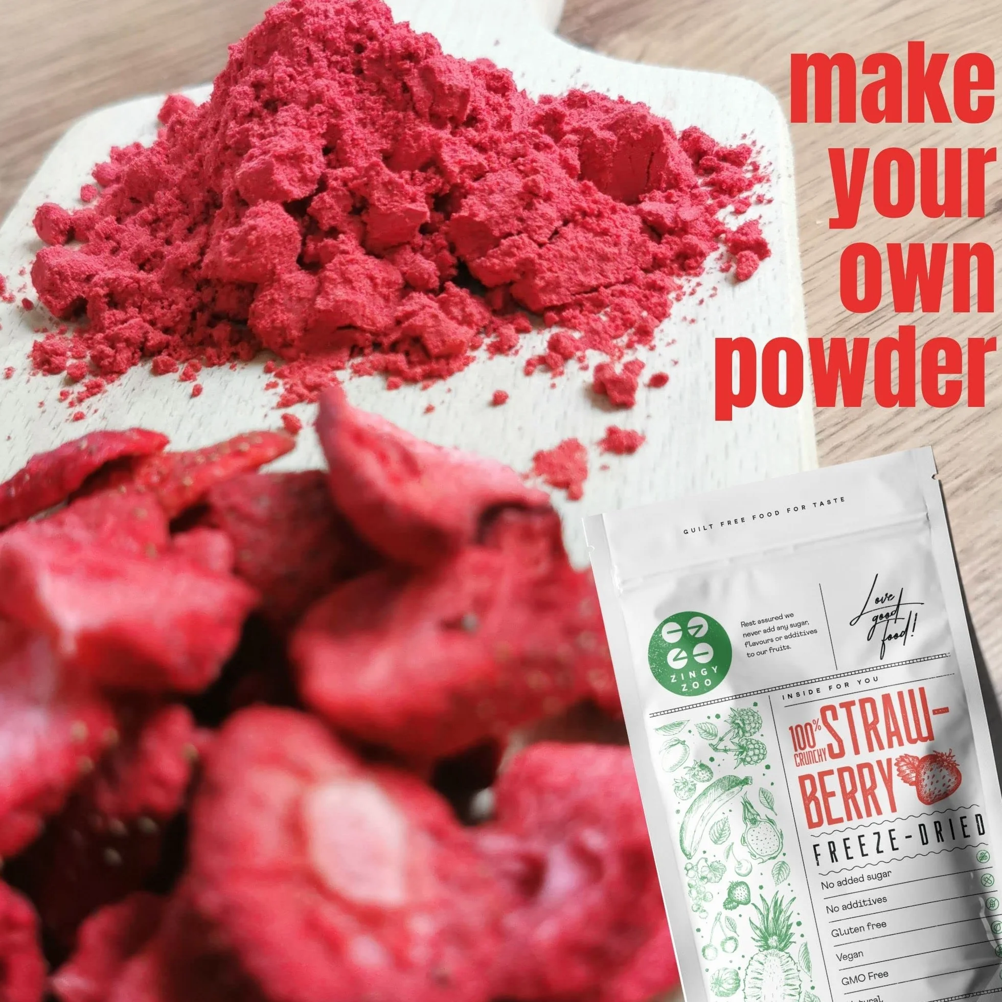 Fraises Fruits Frais Lyophilisée | Naturel Fraise Sechee Freeze Dried Fruit | Fruits Seche Lyophilisateur | Faire un Mélange de Fruits Secs Framboises et Fraise | Gefriergetrocknete Erdbeere (90g)