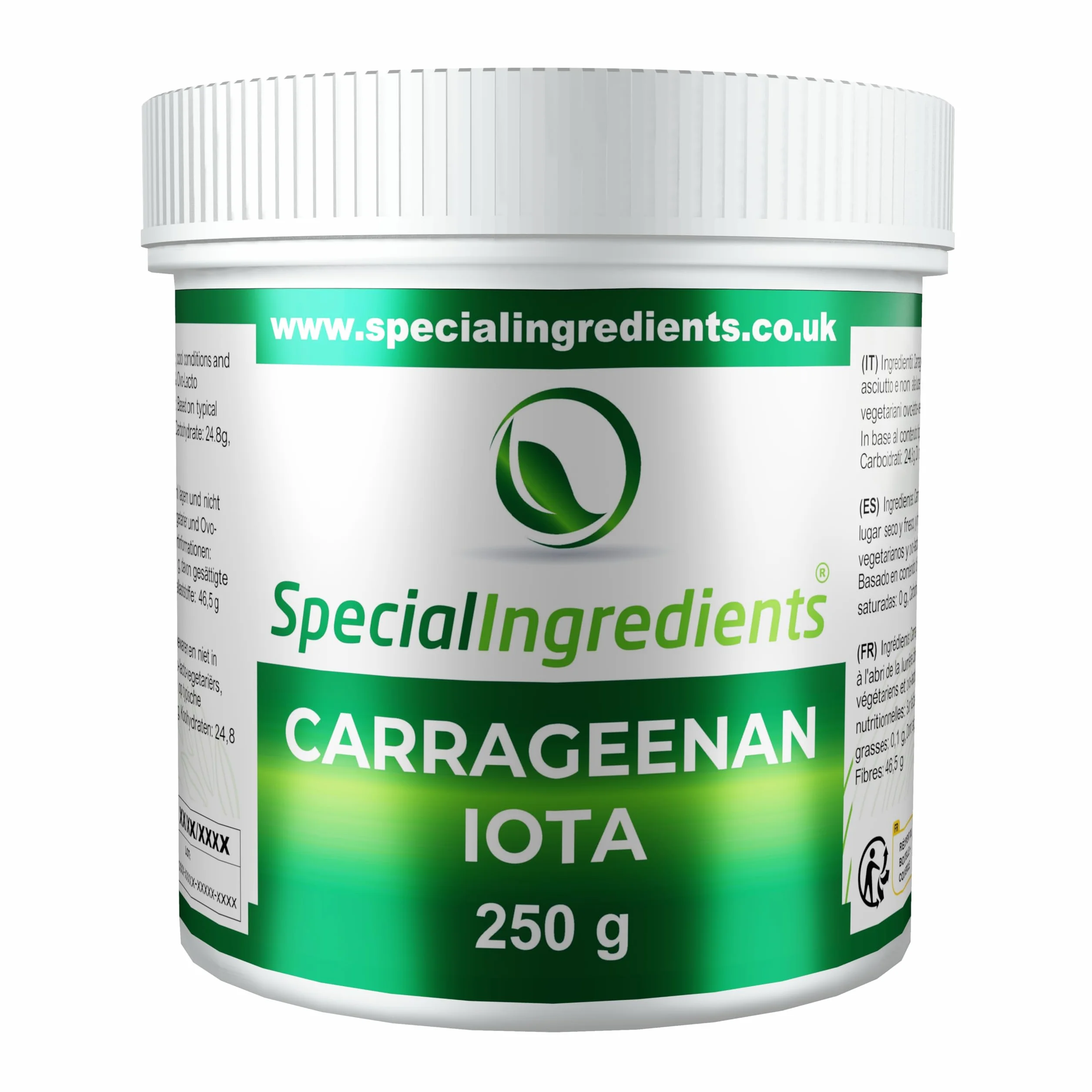 Special ingredients Carraghénane Iota en poudre 250g - Gélifiant pour cuisine moléculaire, gels souples et élastiques, convient aux véganes, sans gluten et sans OGM - Qualité supérieure