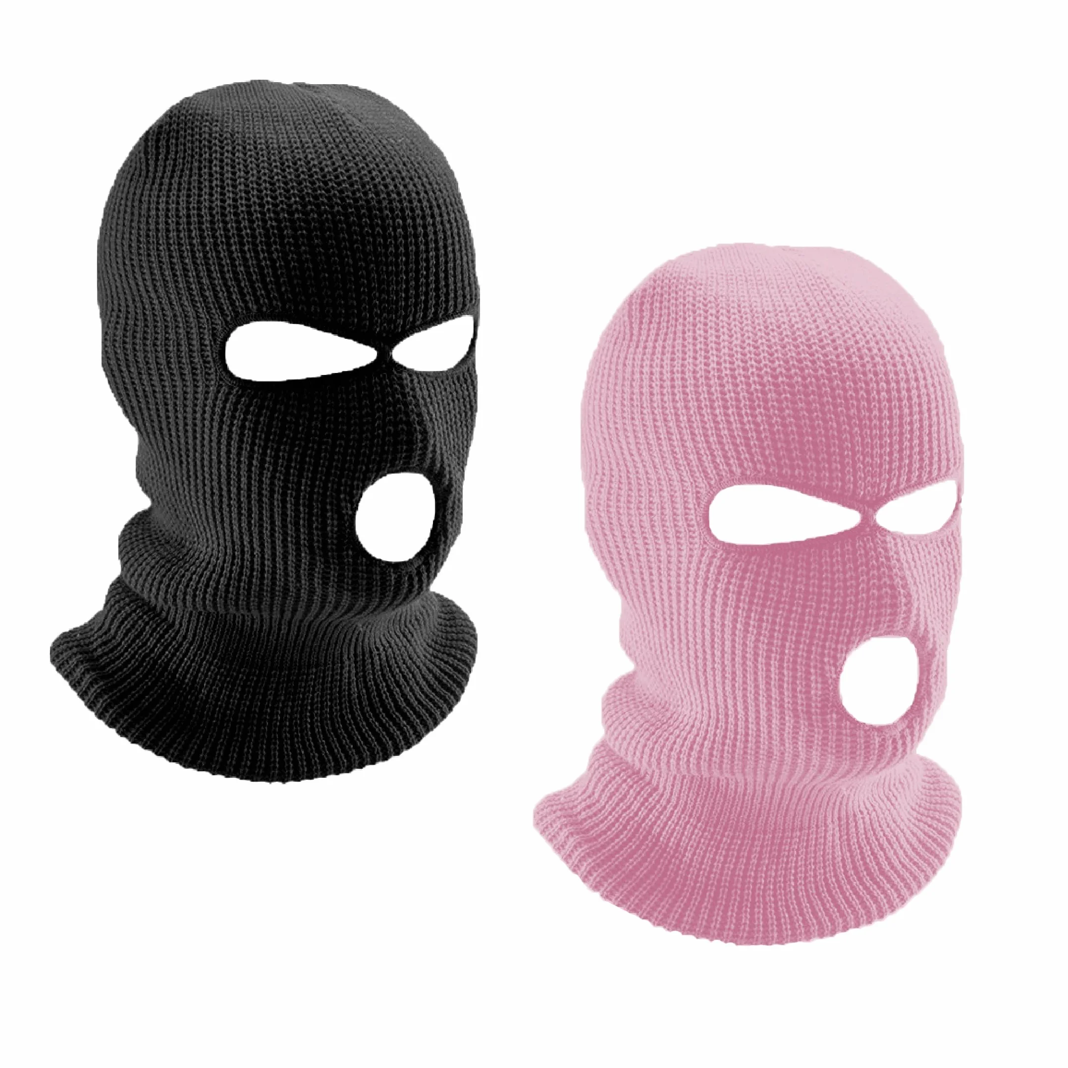 Cagoule 3 Trous Tricoté Noir Masque de Ski pour Hommes et Femmes