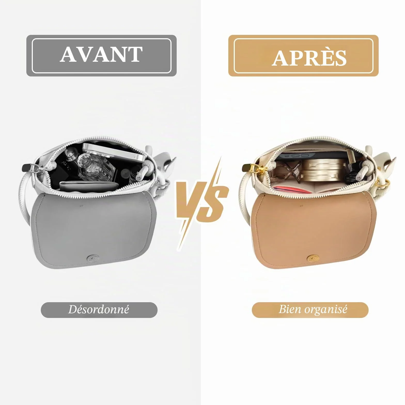 Organiseur de poches pour Longchamp Le Pliage Mini, en feutre, grande capacité