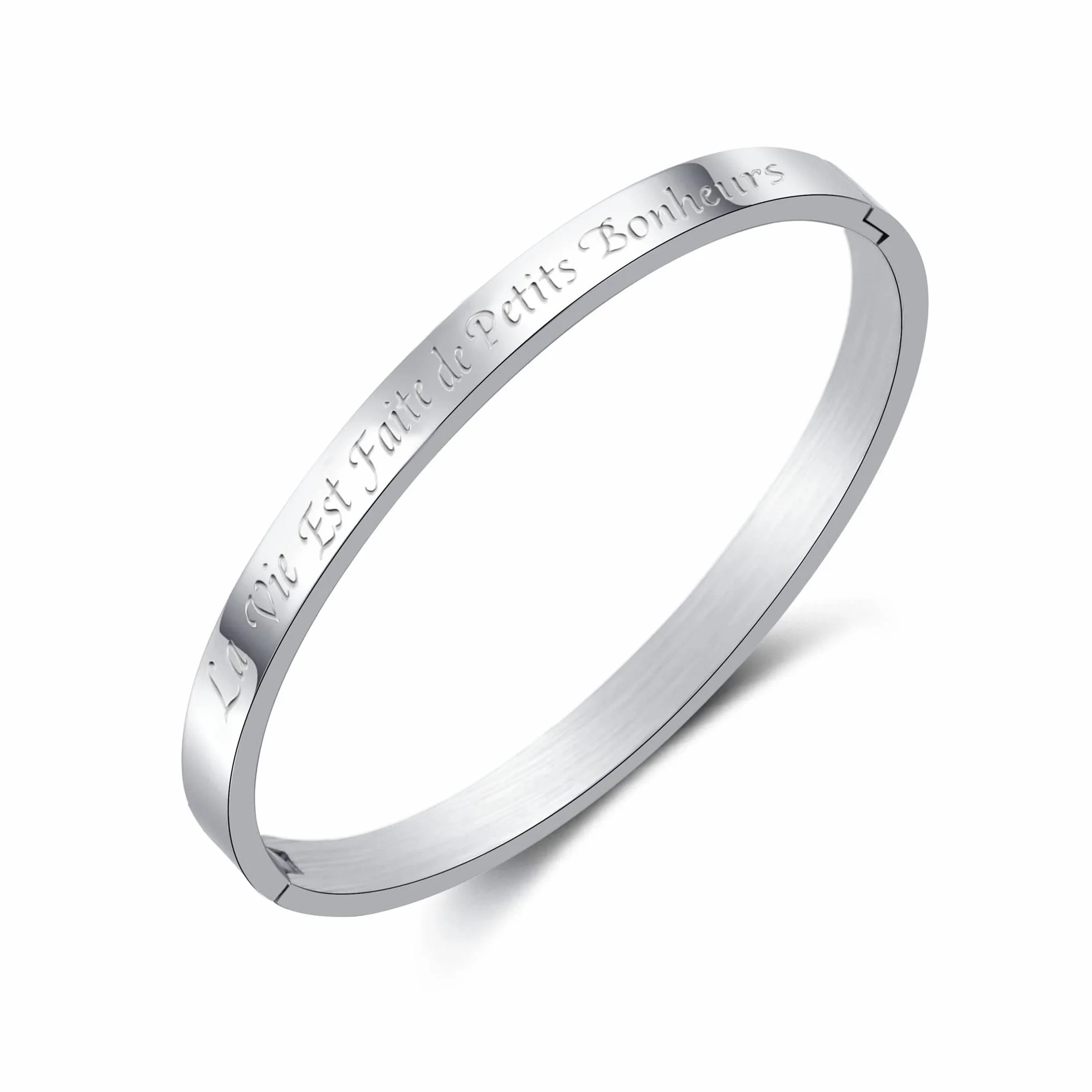 Bracelet Message en Acier Inoxydable pour Femme Argenté Personnalisé Amitié