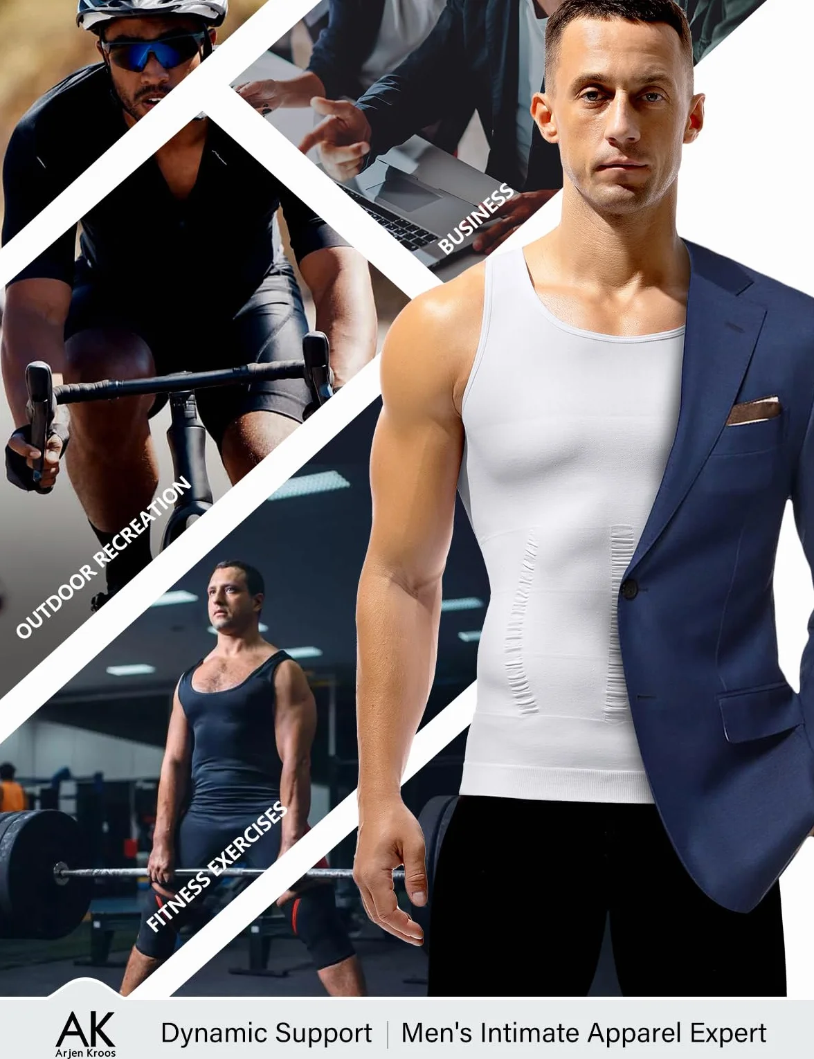 Arjen Kroos Débardeur Compression Homme Maillot de Corps Gilet de Sport sans Manche Gaine Ventre Plat Body Shaper