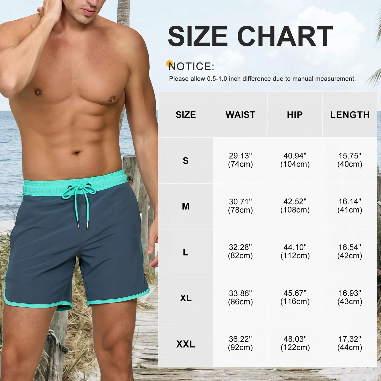 EDOTON Shorts de Bain Homme Maillot de Bain à Séchage Rapide avec Poches S-XXL